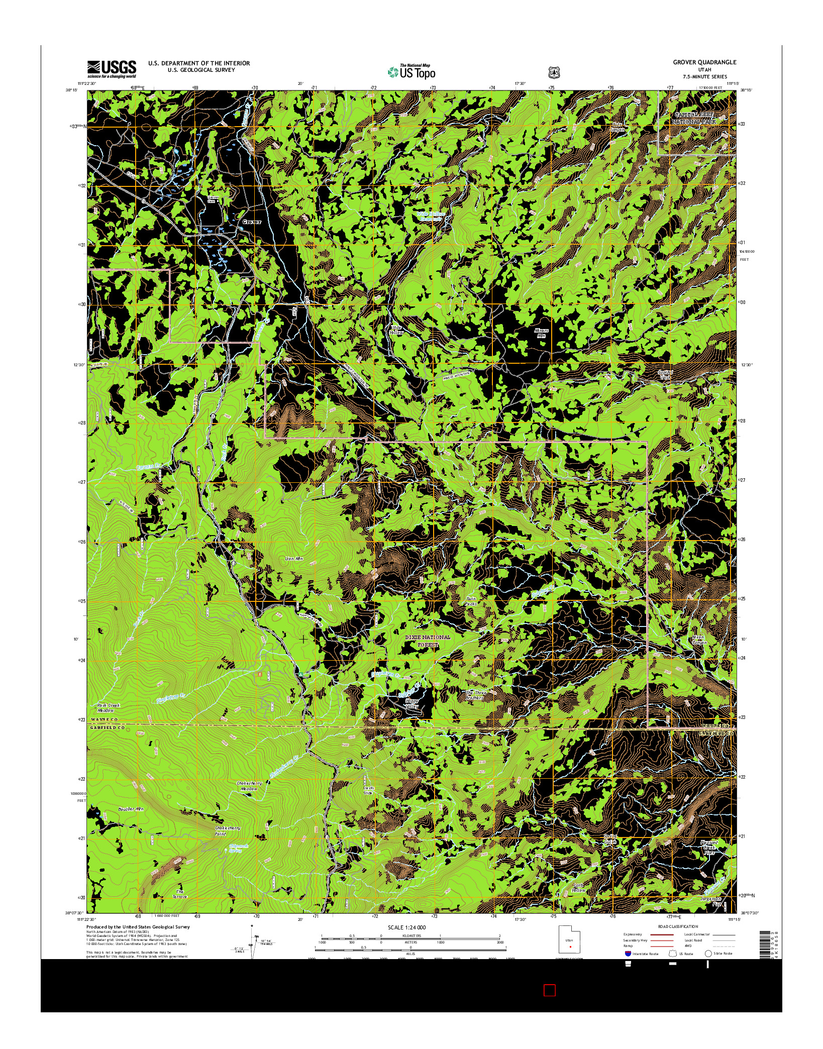 USGS US TOPO 7.5-MINUTE MAP FOR GROVER, UT 2017