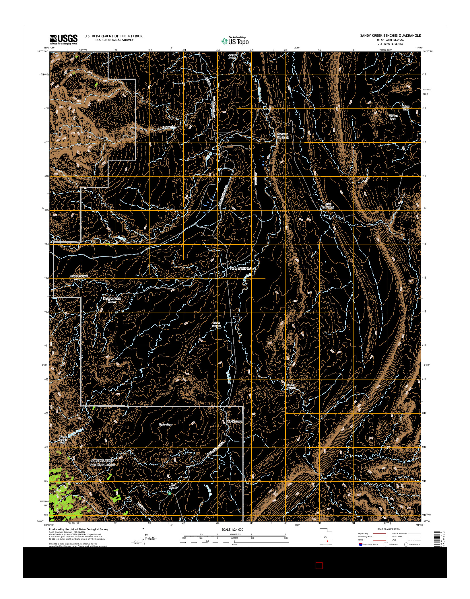 USGS US TOPO 7.5-MINUTE MAP FOR SANDY CREEK BENCHES, UT 2017