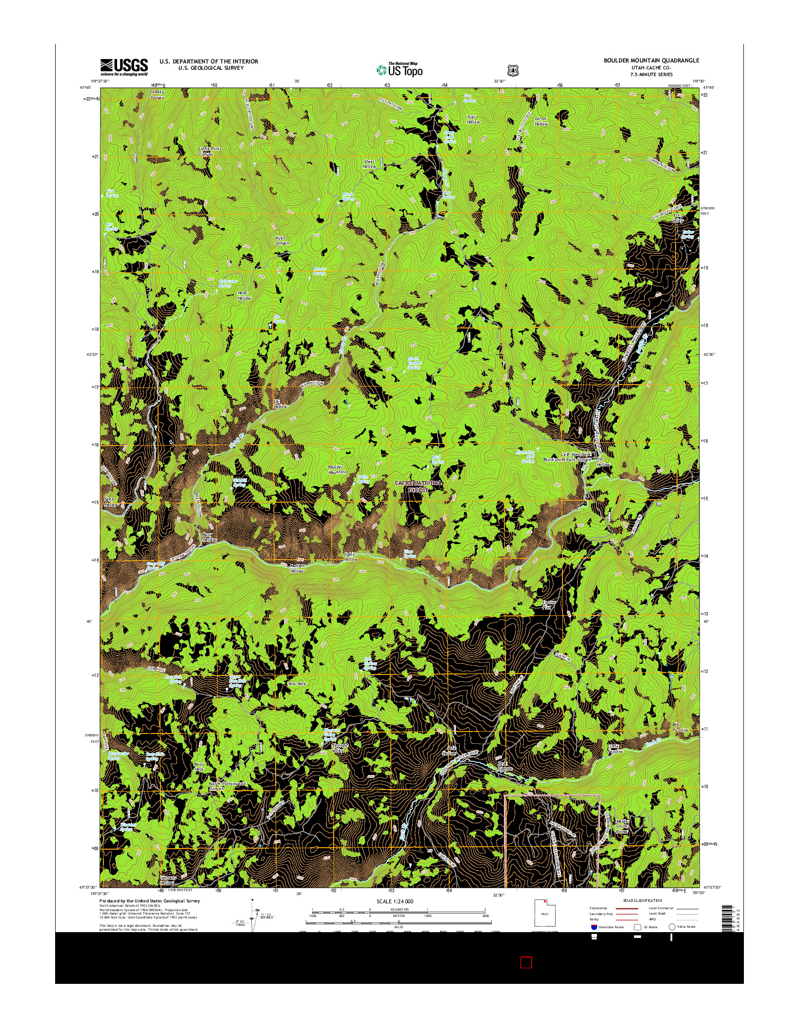 USGS US TOPO 7.5-MINUTE MAP FOR BOULDER MOUNTAIN, UT 2017