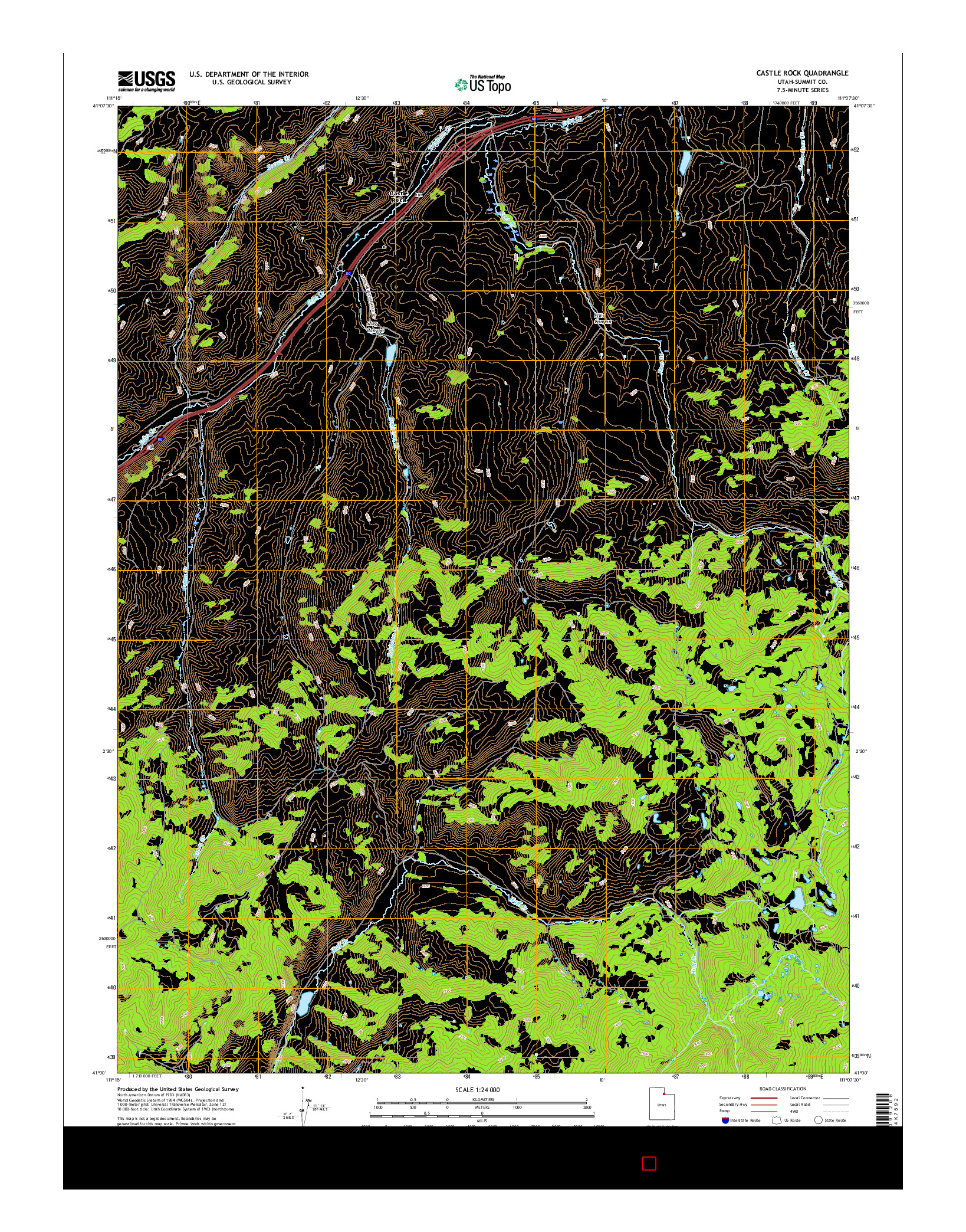 USGS US TOPO 7.5-MINUTE MAP FOR CASTLE ROCK, UT 2017