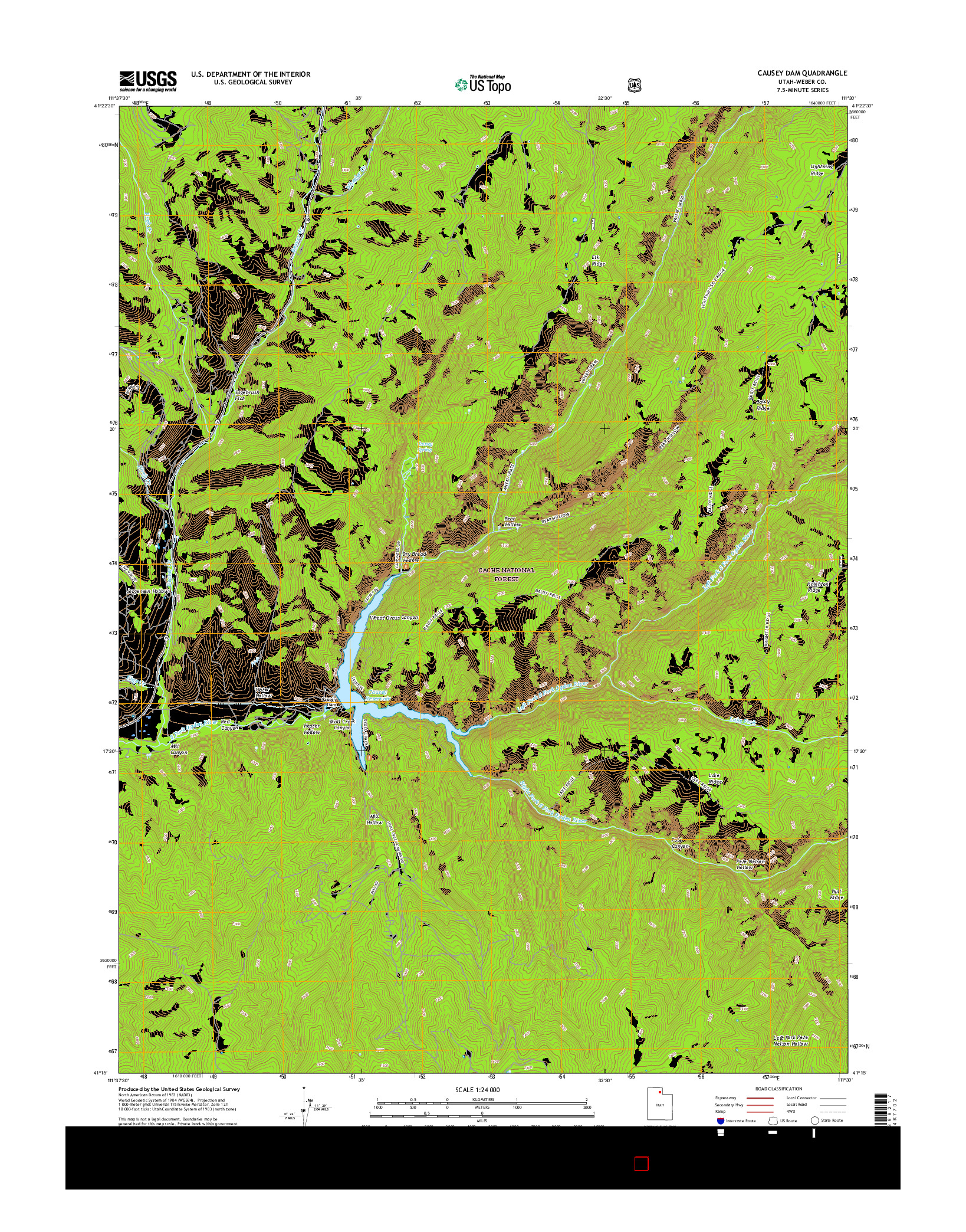 USGS US TOPO 7.5-MINUTE MAP FOR CAUSEY DAM, UT 2017