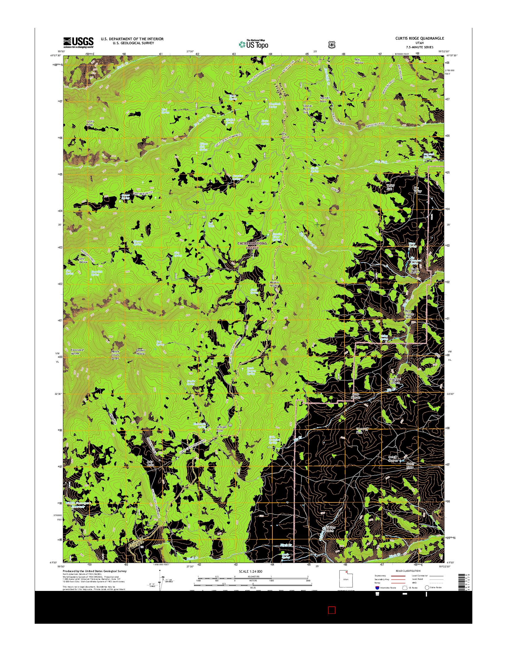 USGS US TOPO 7.5-MINUTE MAP FOR CURTIS RIDGE, UT 2017