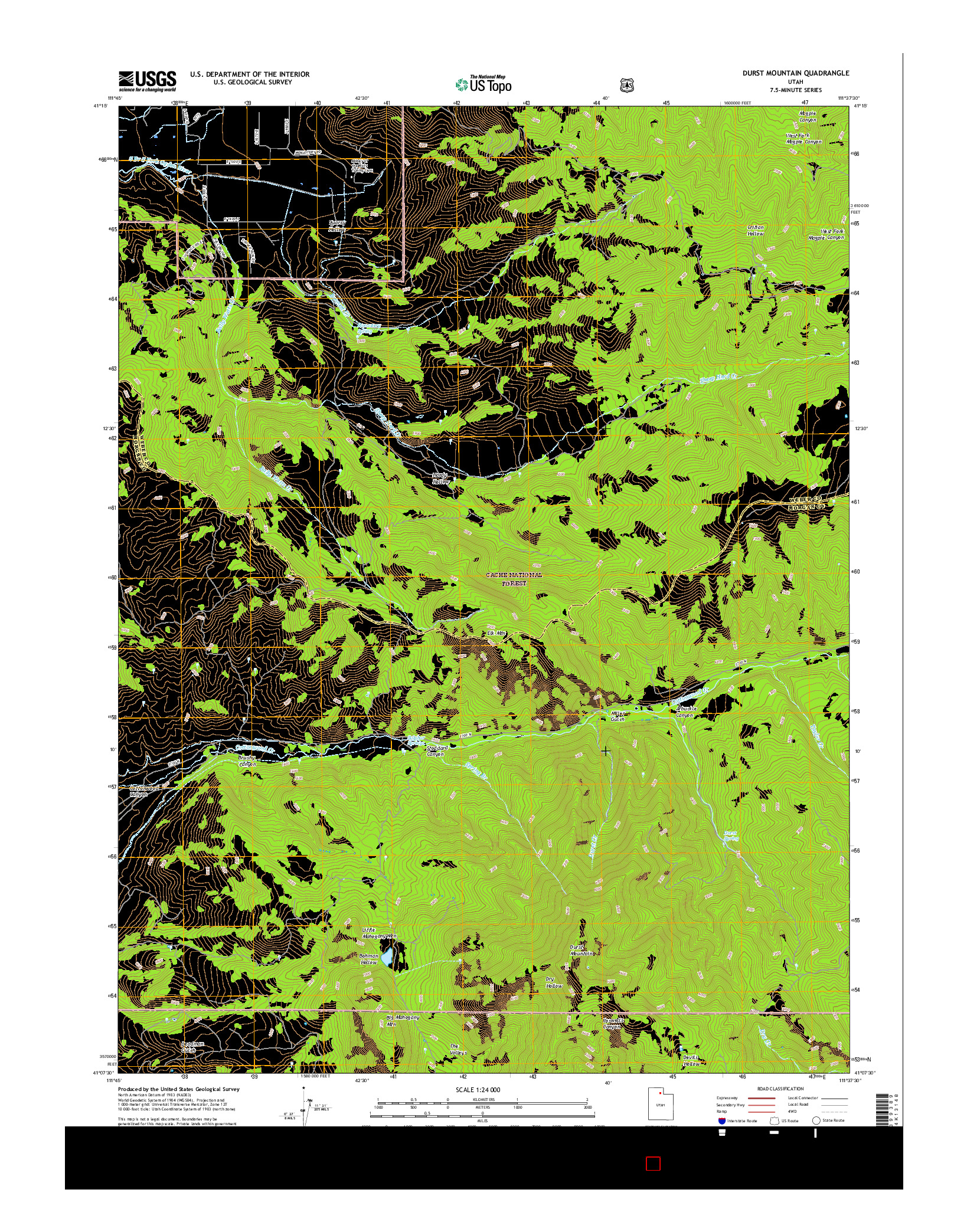 USGS US TOPO 7.5-MINUTE MAP FOR DURST MOUNTAIN, UT 2017