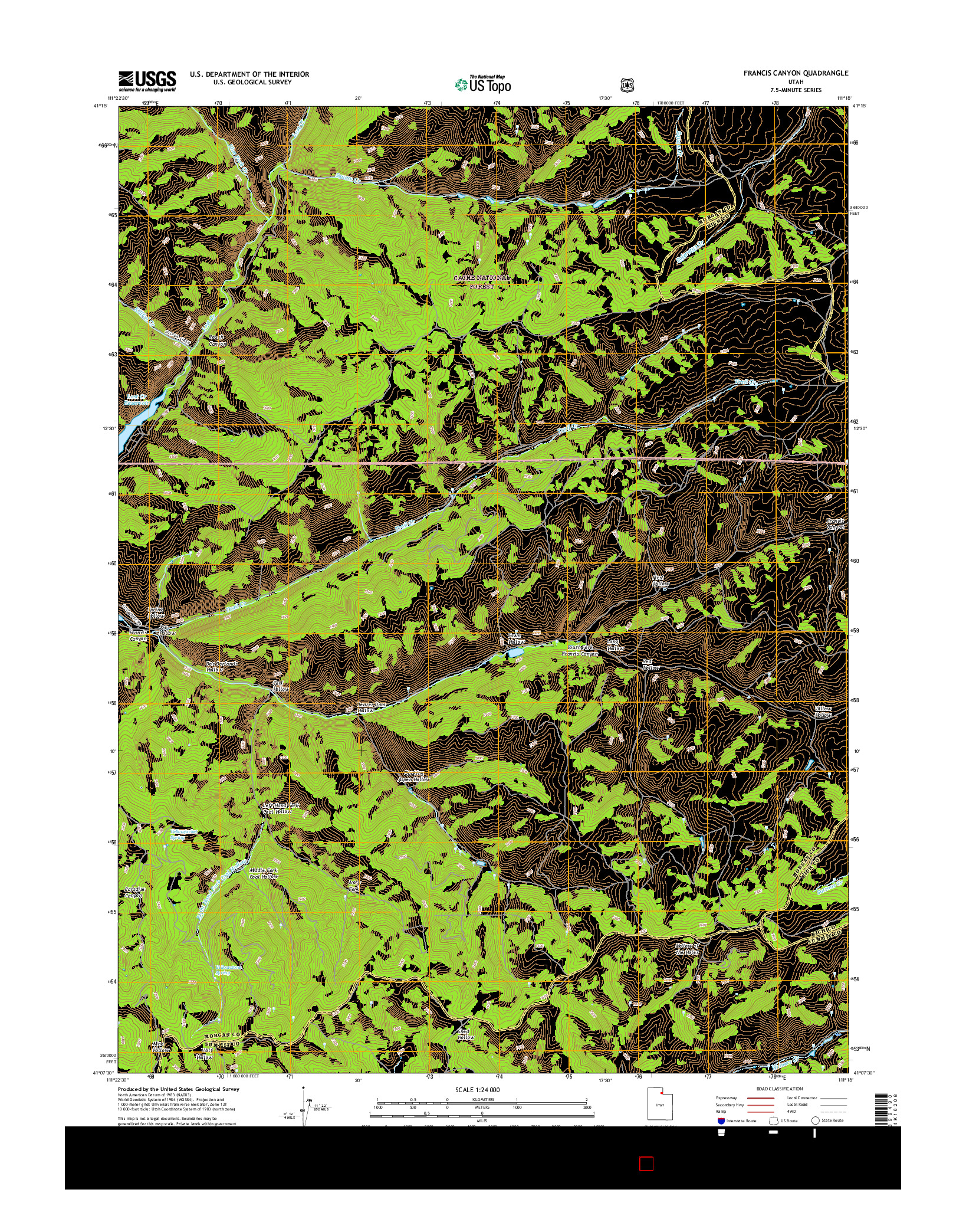 USGS US TOPO 7.5-MINUTE MAP FOR FRANCIS CANYON, UT 2017