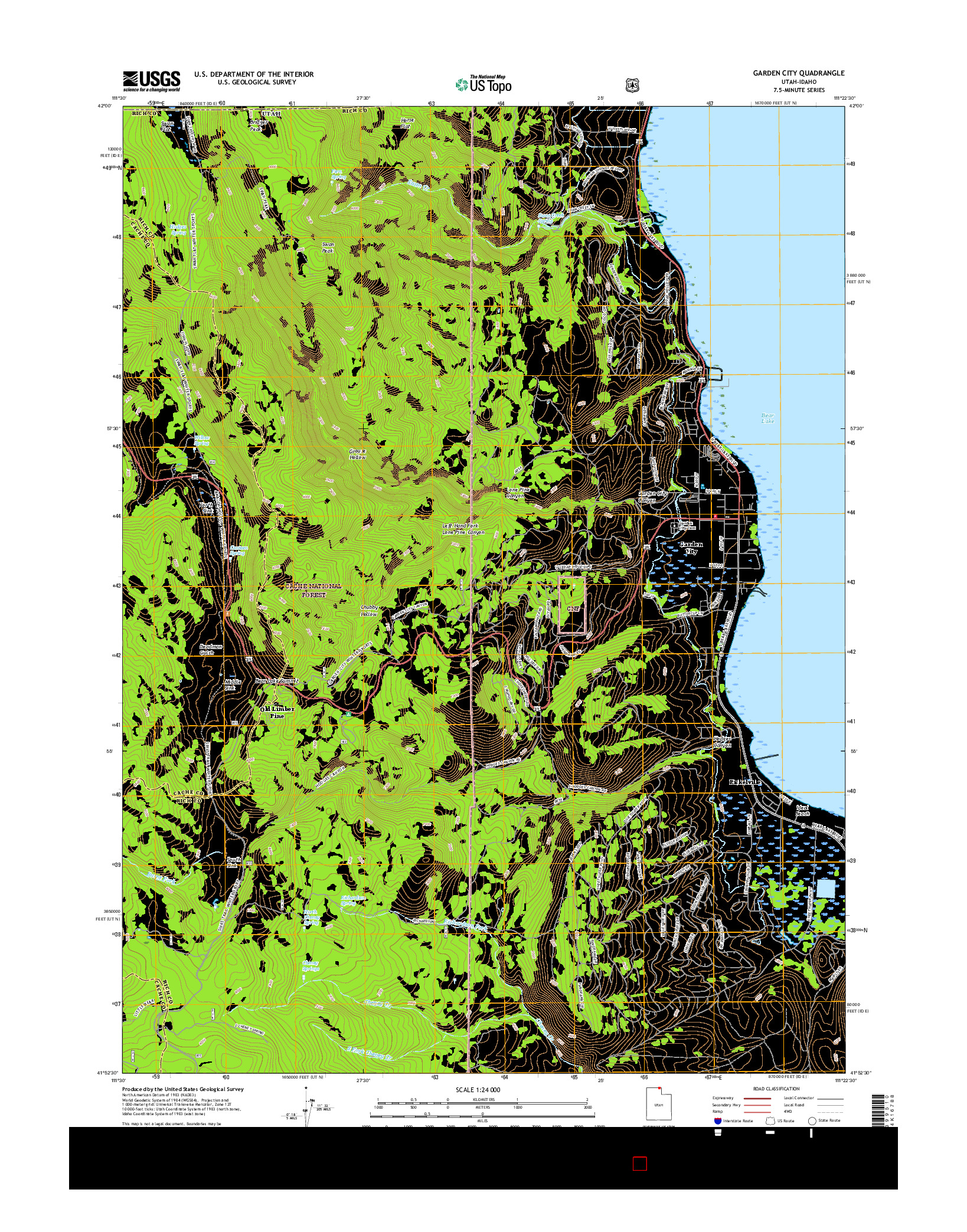 USGS US TOPO 7.5-MINUTE MAP FOR GARDEN CITY, UT-ID 2017