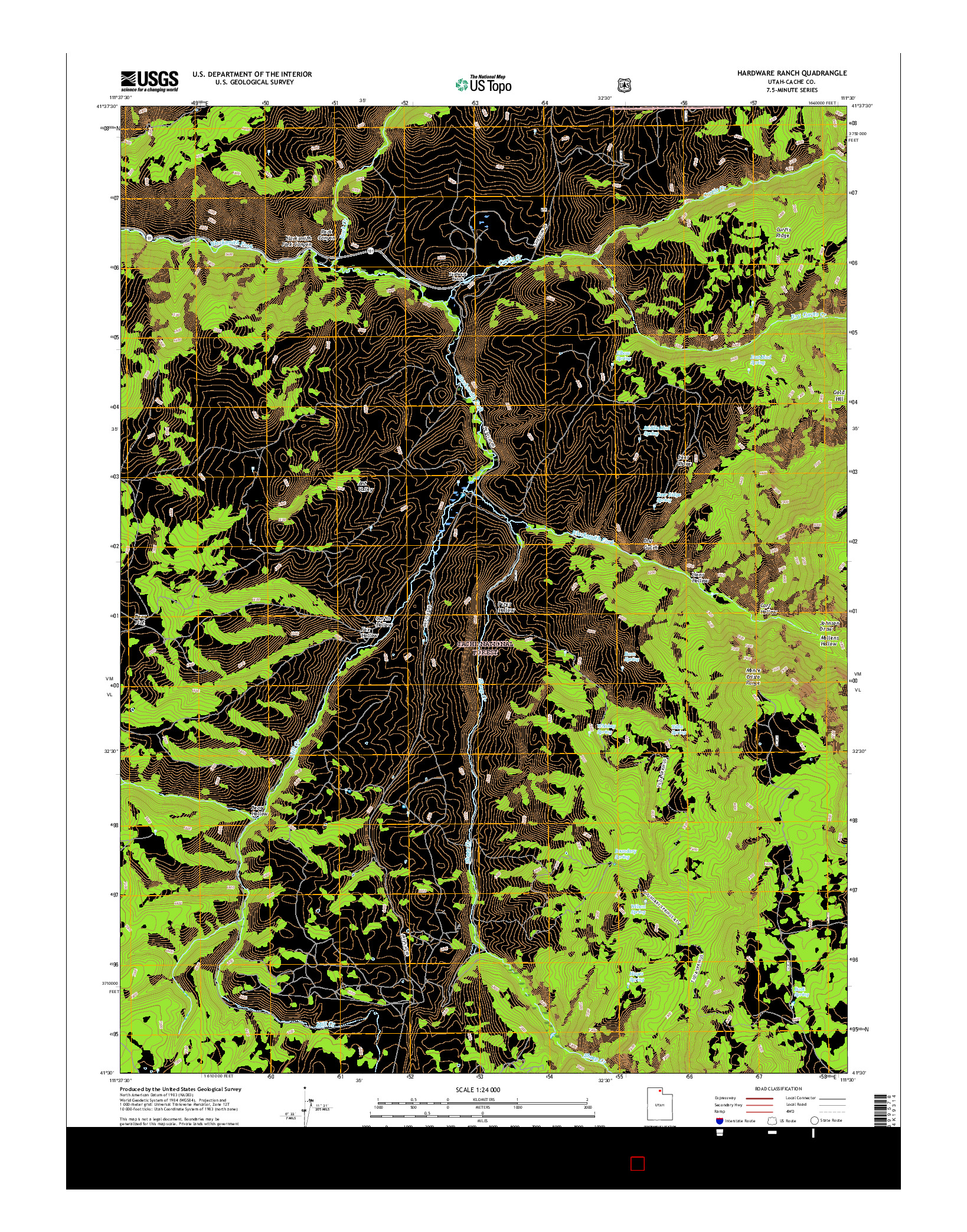 USGS US TOPO 7.5-MINUTE MAP FOR HARDWARE RANCH, UT 2017