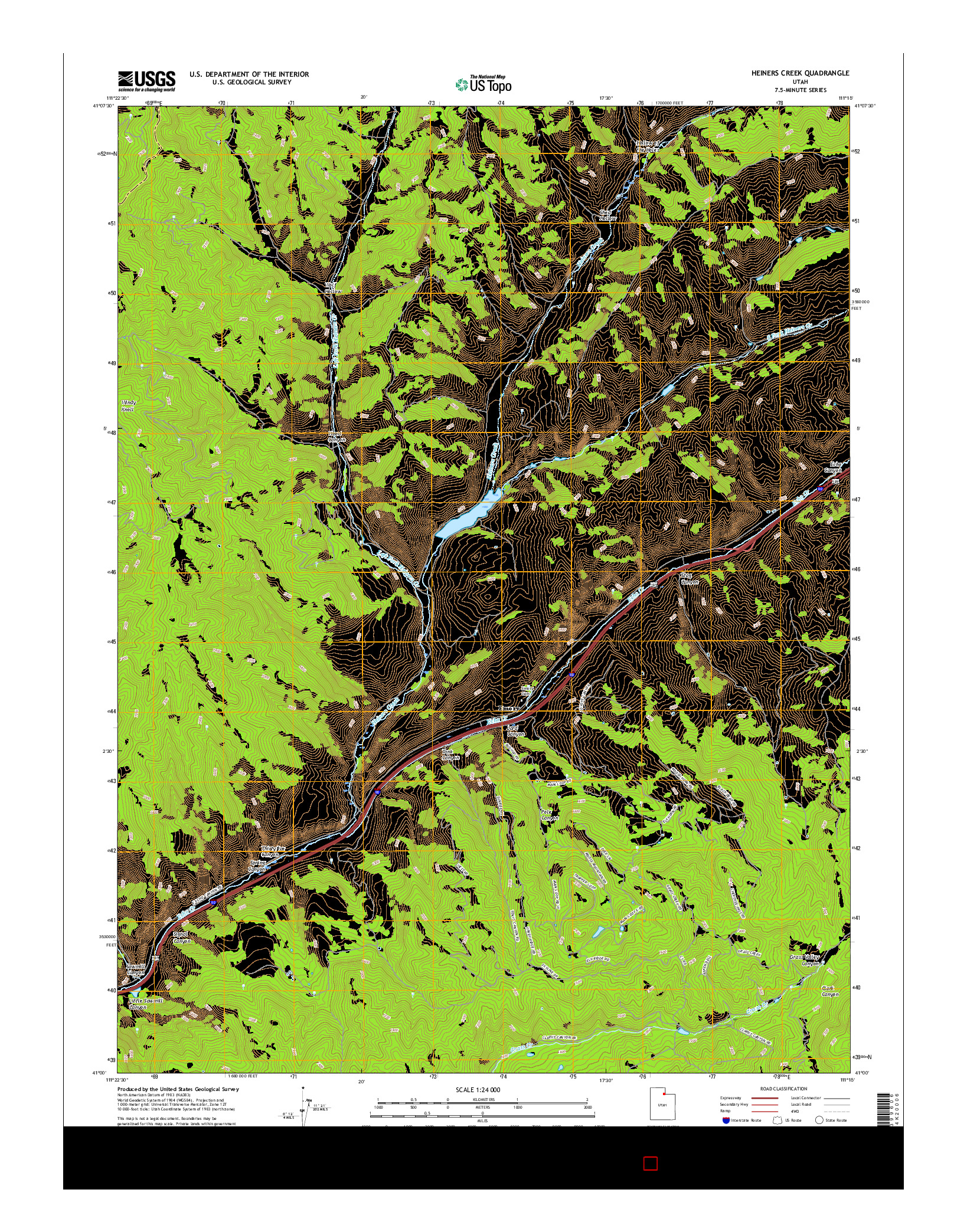 USGS US TOPO 7.5-MINUTE MAP FOR HEINERS CREEK, UT 2017