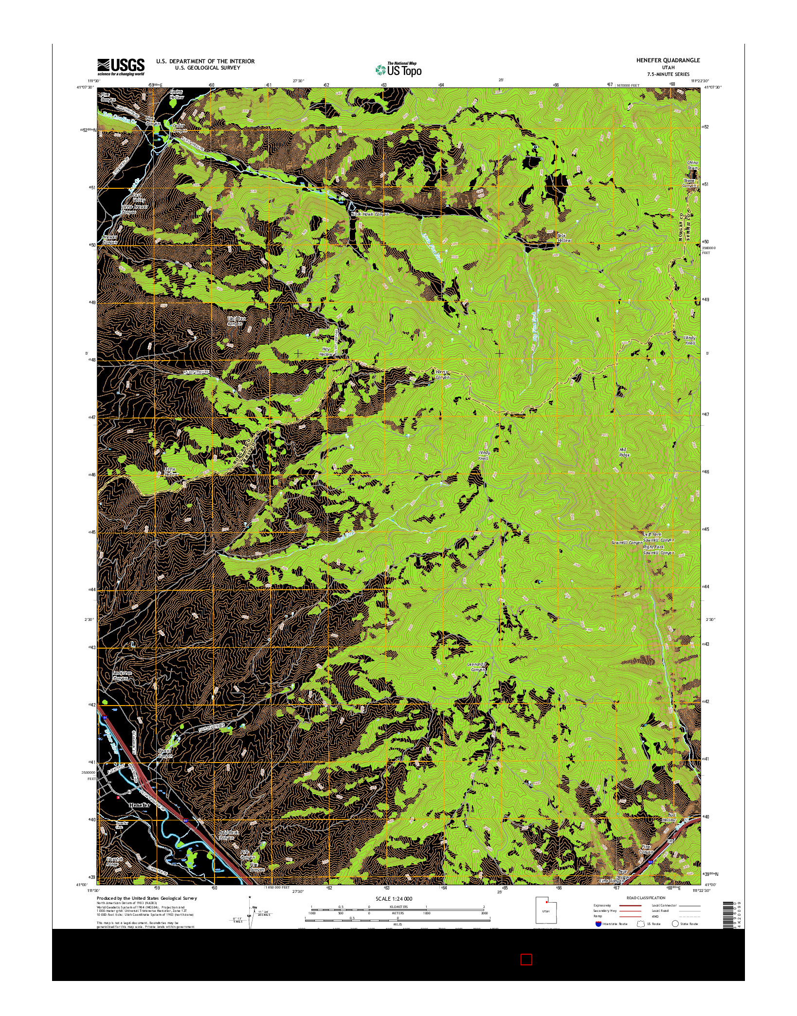 USGS US TOPO 7.5-MINUTE MAP FOR HENEFER, UT 2017