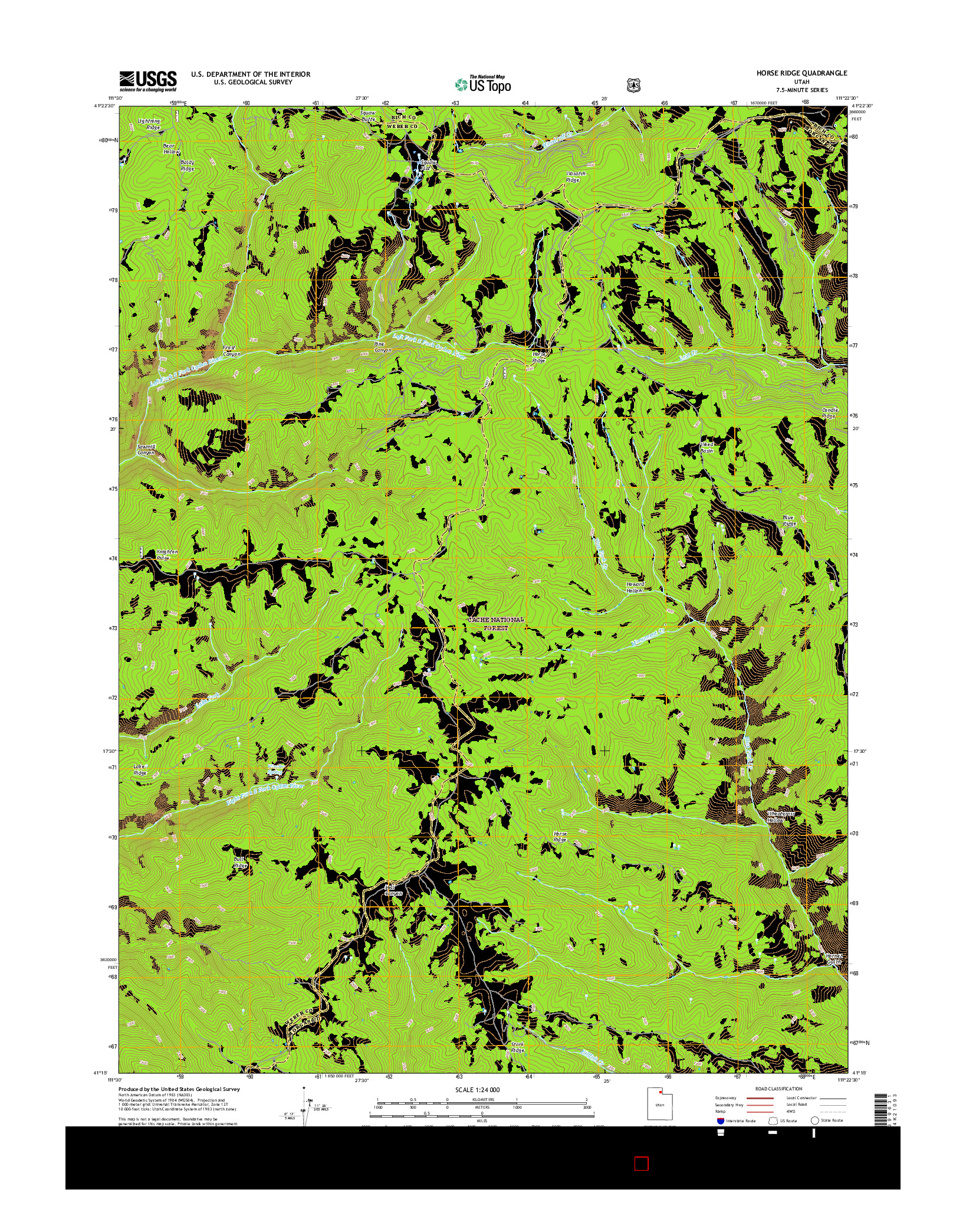 USGS US TOPO 7.5-MINUTE MAP FOR HORSE RIDGE, UT 2017