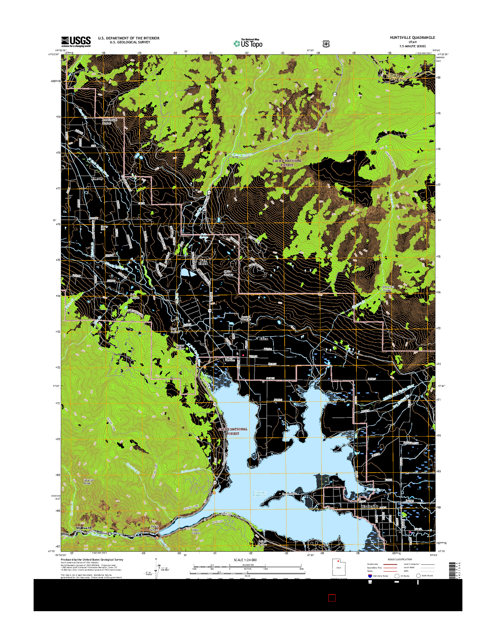 USGS US TOPO 7.5-MINUTE MAP FOR HUNTSVILLE, UT 2017