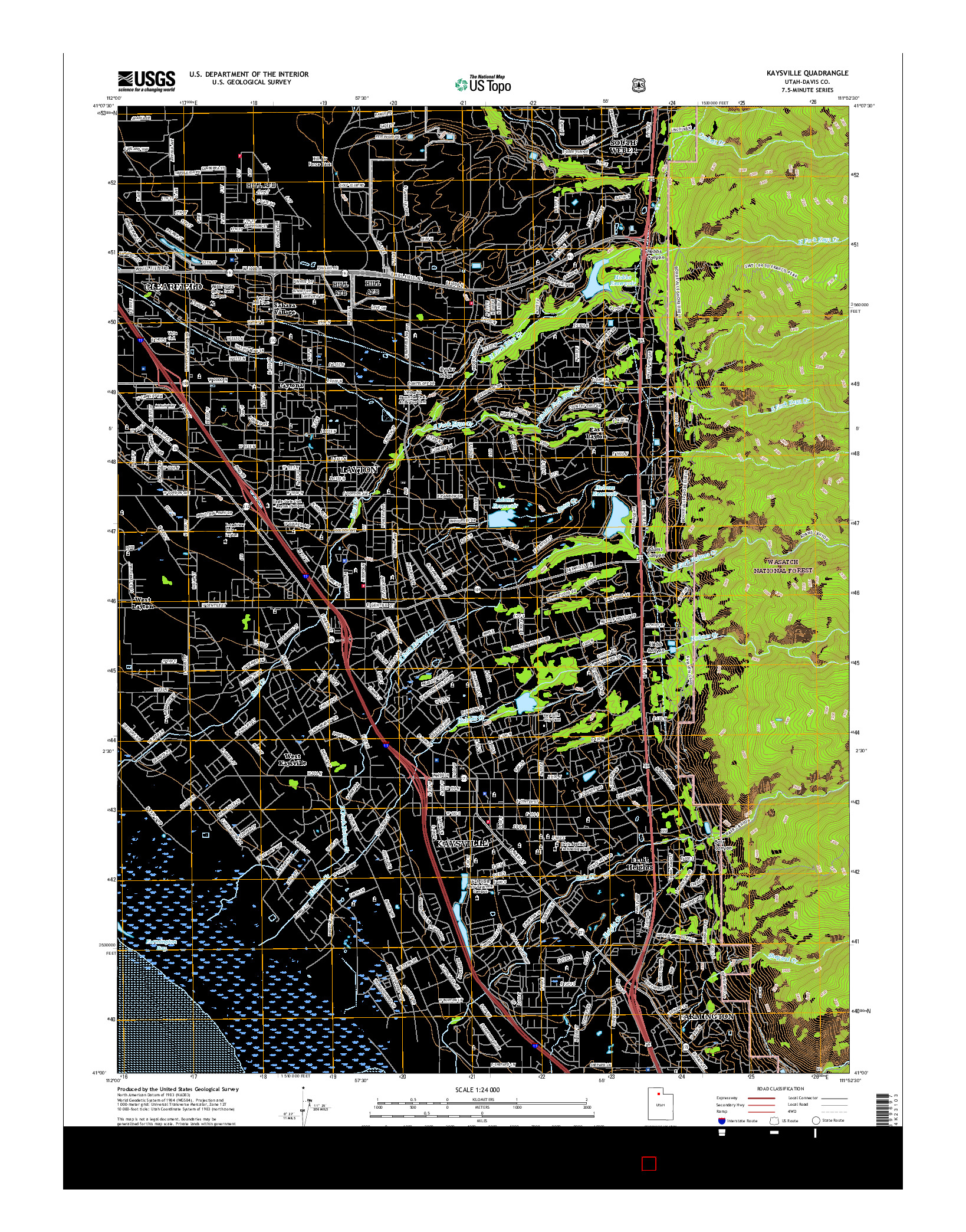 USGS US TOPO 7.5-MINUTE MAP FOR KAYSVILLE, UT 2017