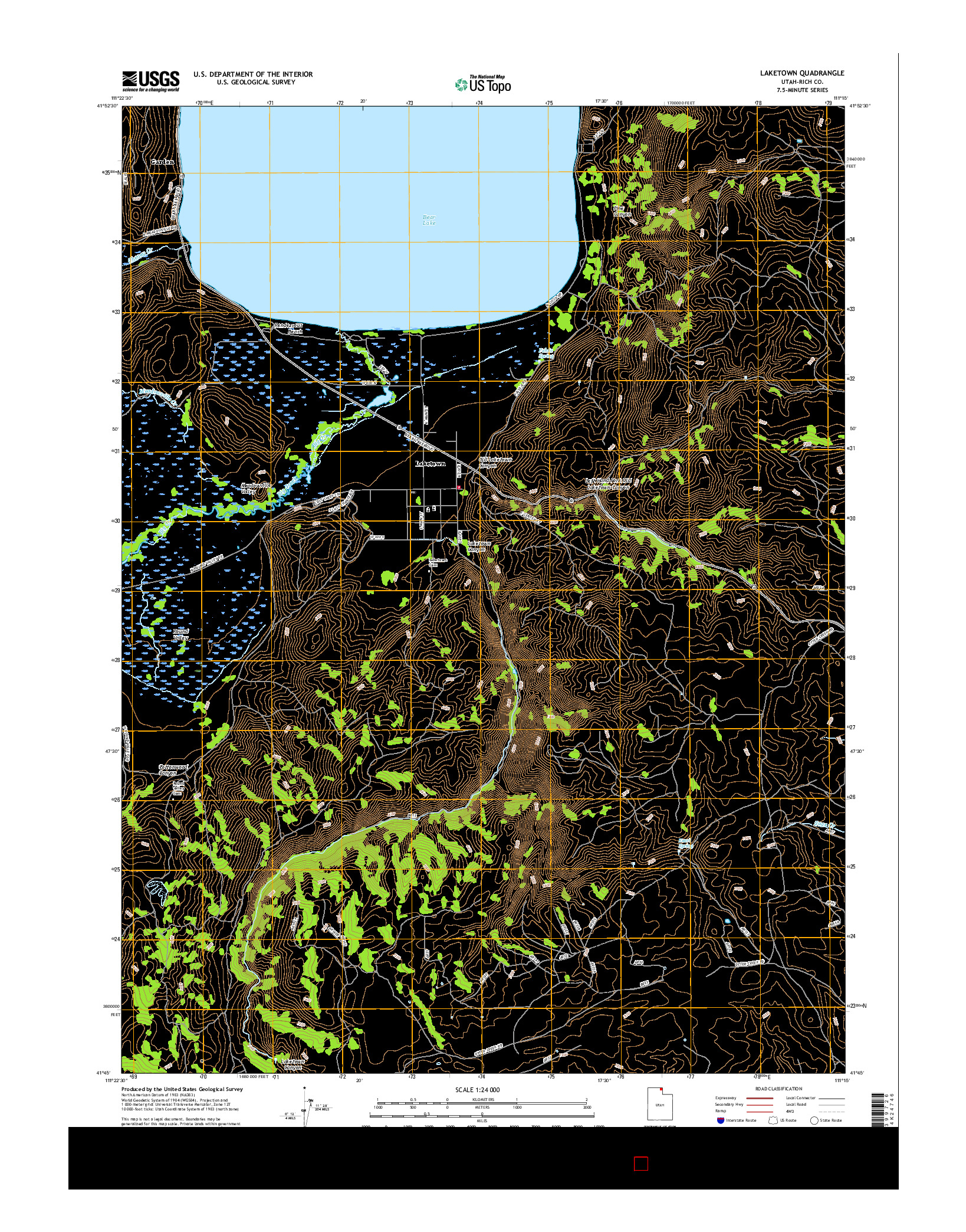 USGS US TOPO 7.5-MINUTE MAP FOR LAKETOWN, UT 2017