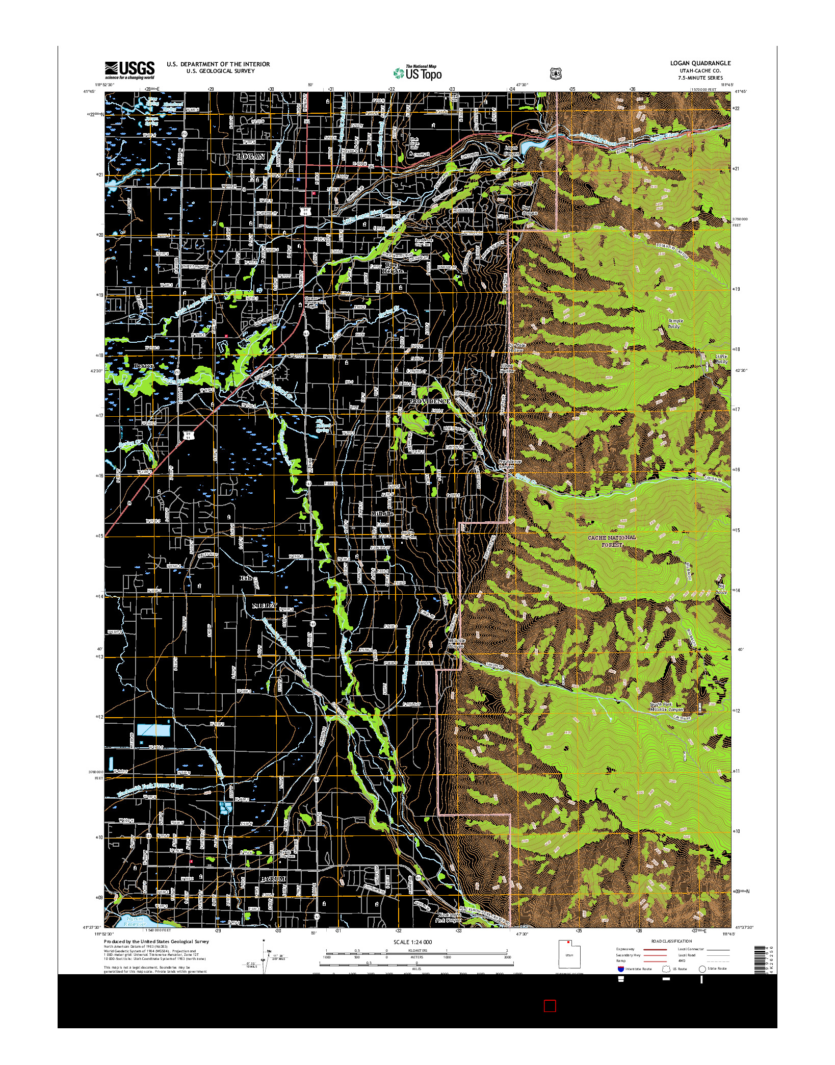 USGS US TOPO 7.5-MINUTE MAP FOR LOGAN, UT 2017