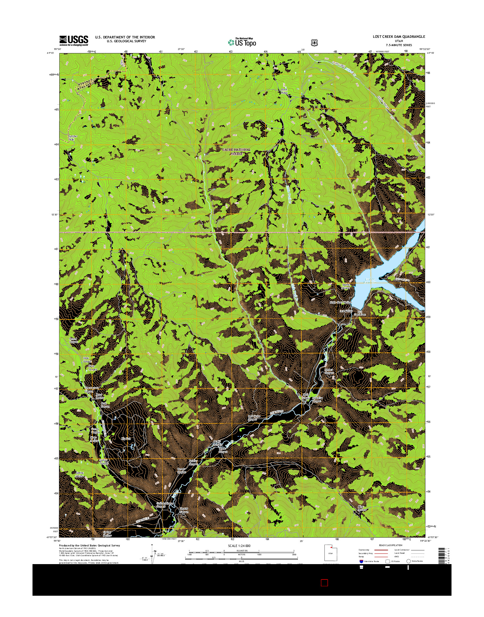 USGS US TOPO 7.5-MINUTE MAP FOR LOST CREEK DAM, UT 2017