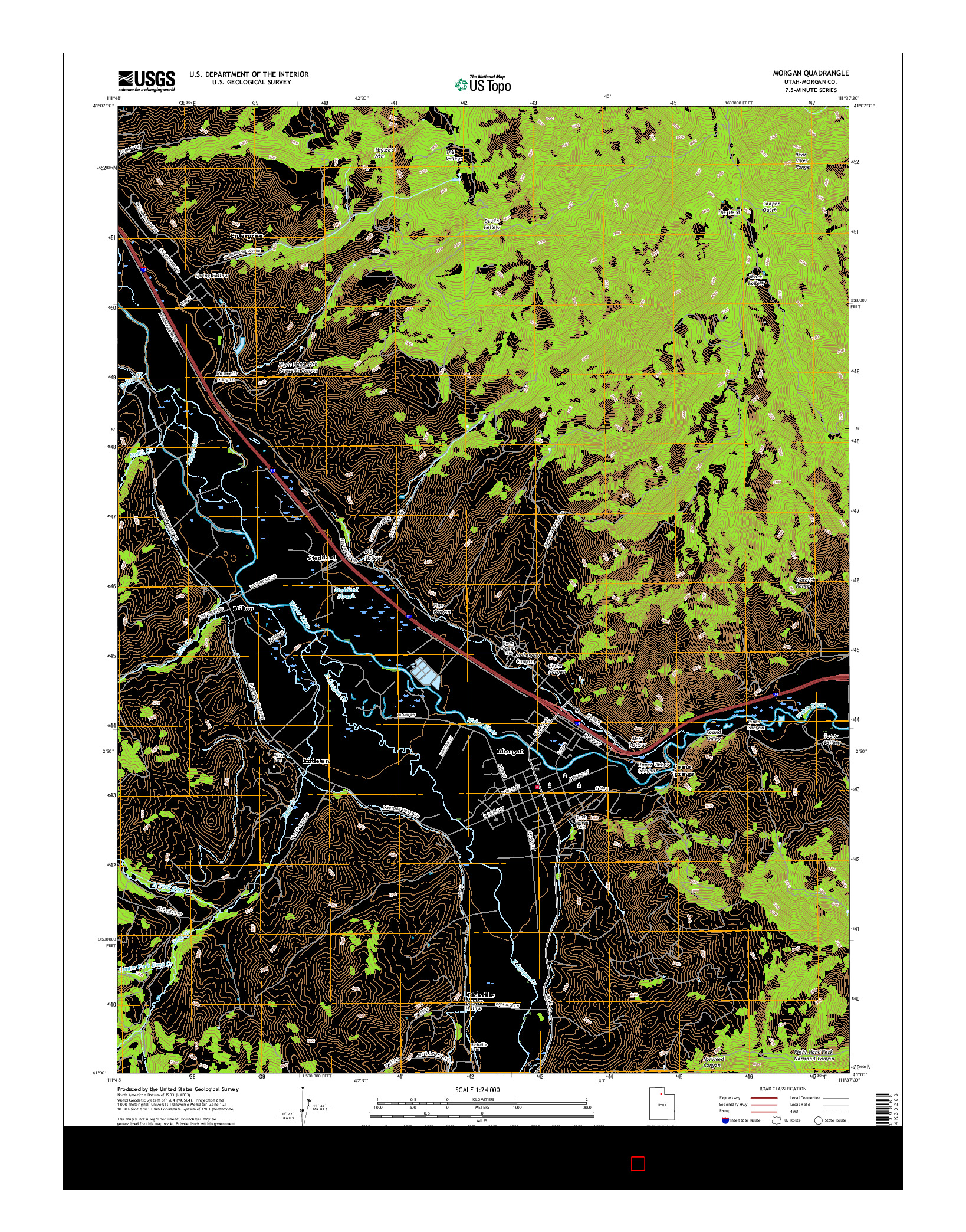 USGS US TOPO 7.5-MINUTE MAP FOR MORGAN, UT 2017