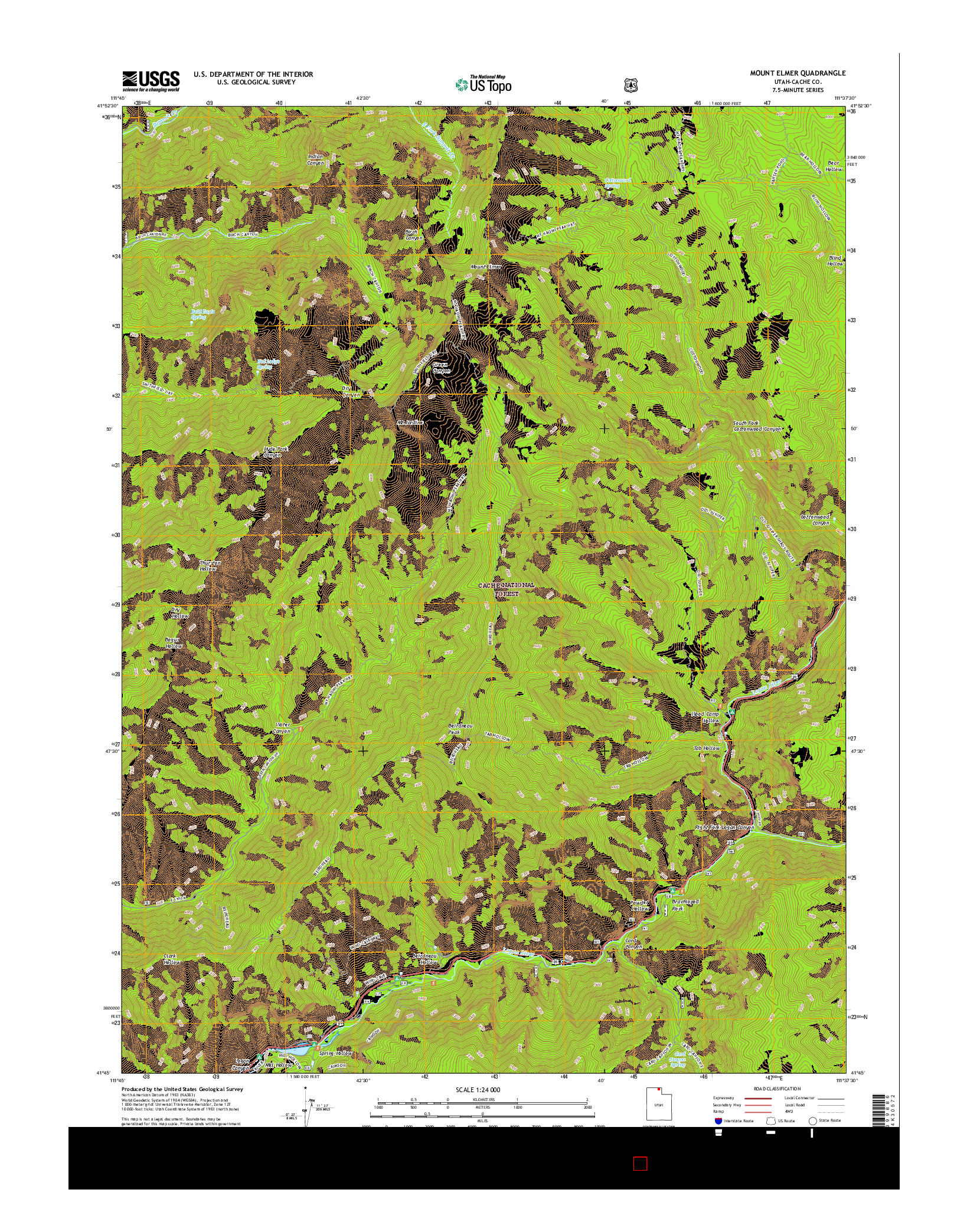 USGS US TOPO 7.5-MINUTE MAP FOR MOUNT ELMER, UT 2017