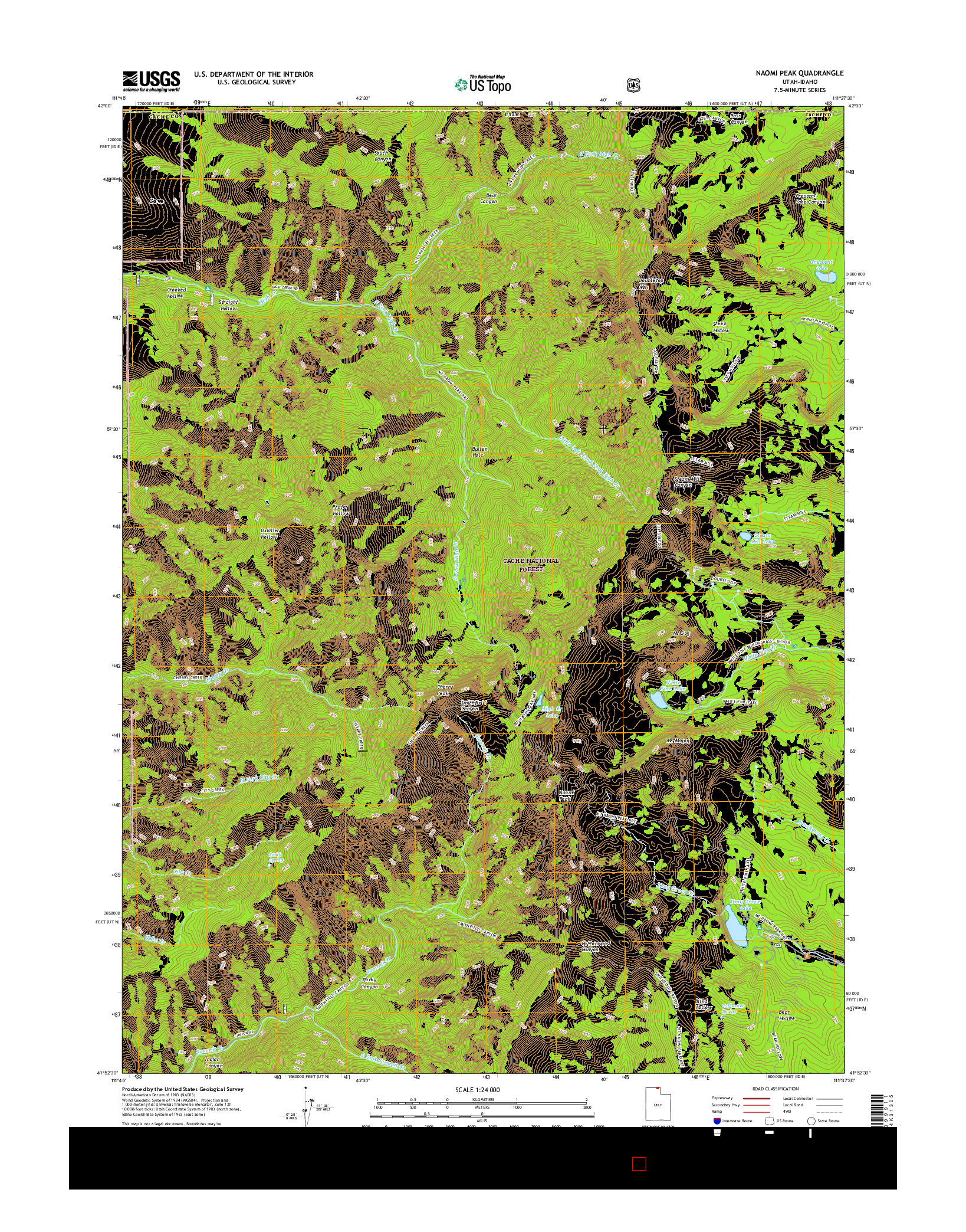 USGS US TOPO 7.5-MINUTE MAP FOR NAOMI PEAK, UT-ID 2017