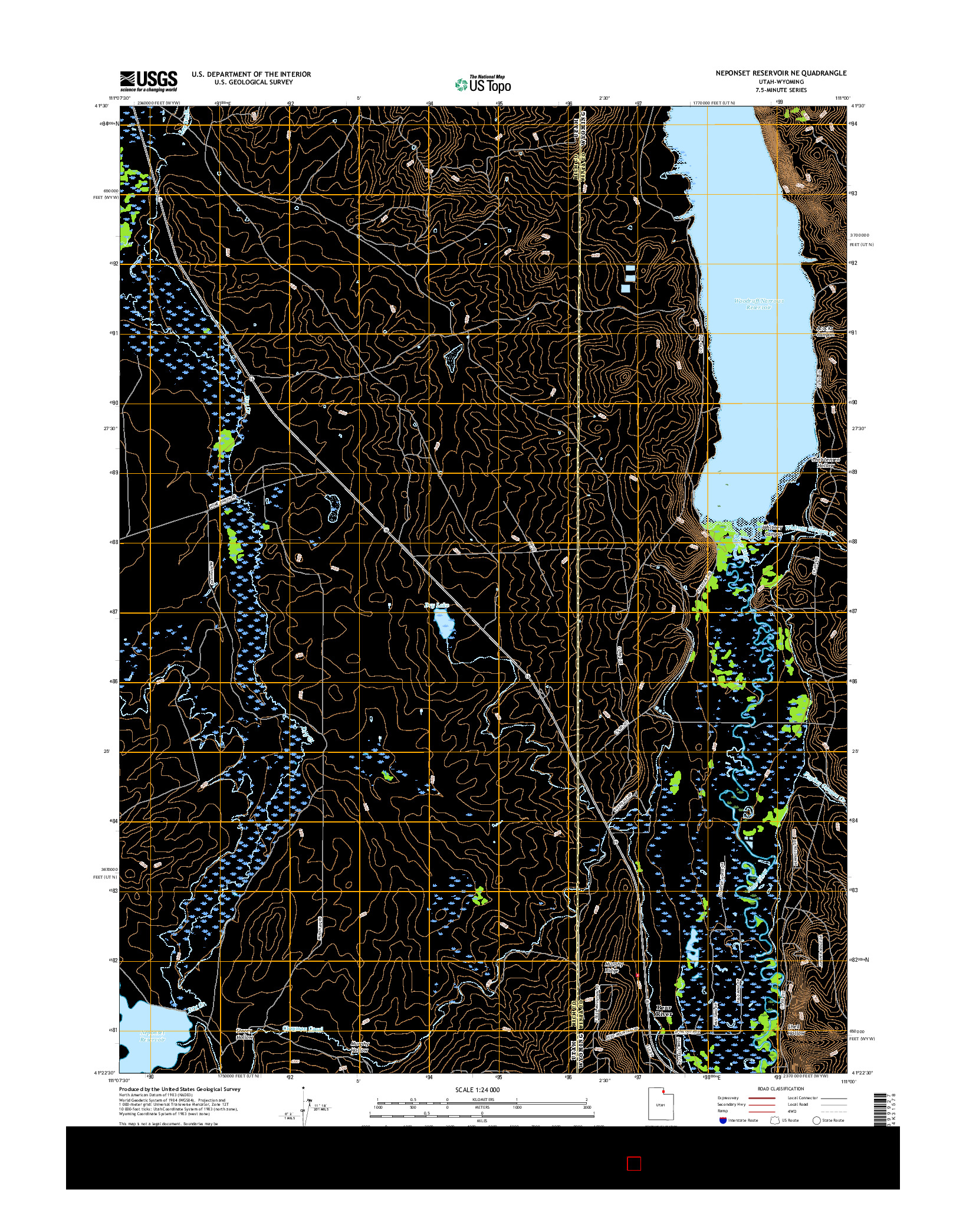 USGS US TOPO 7.5-MINUTE MAP FOR NEPONSET RESERVOIR NE, UT-WY 2017