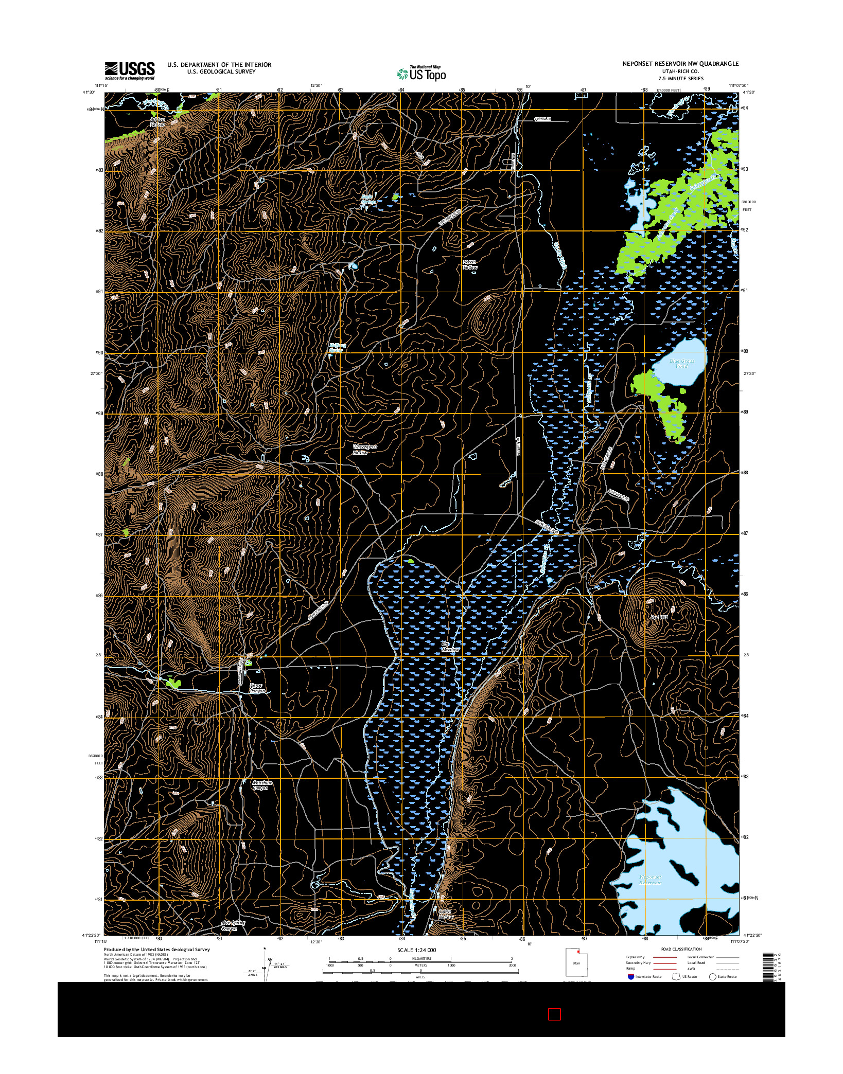 USGS US TOPO 7.5-MINUTE MAP FOR NEPONSET RESERVOIR NW, UT 2017