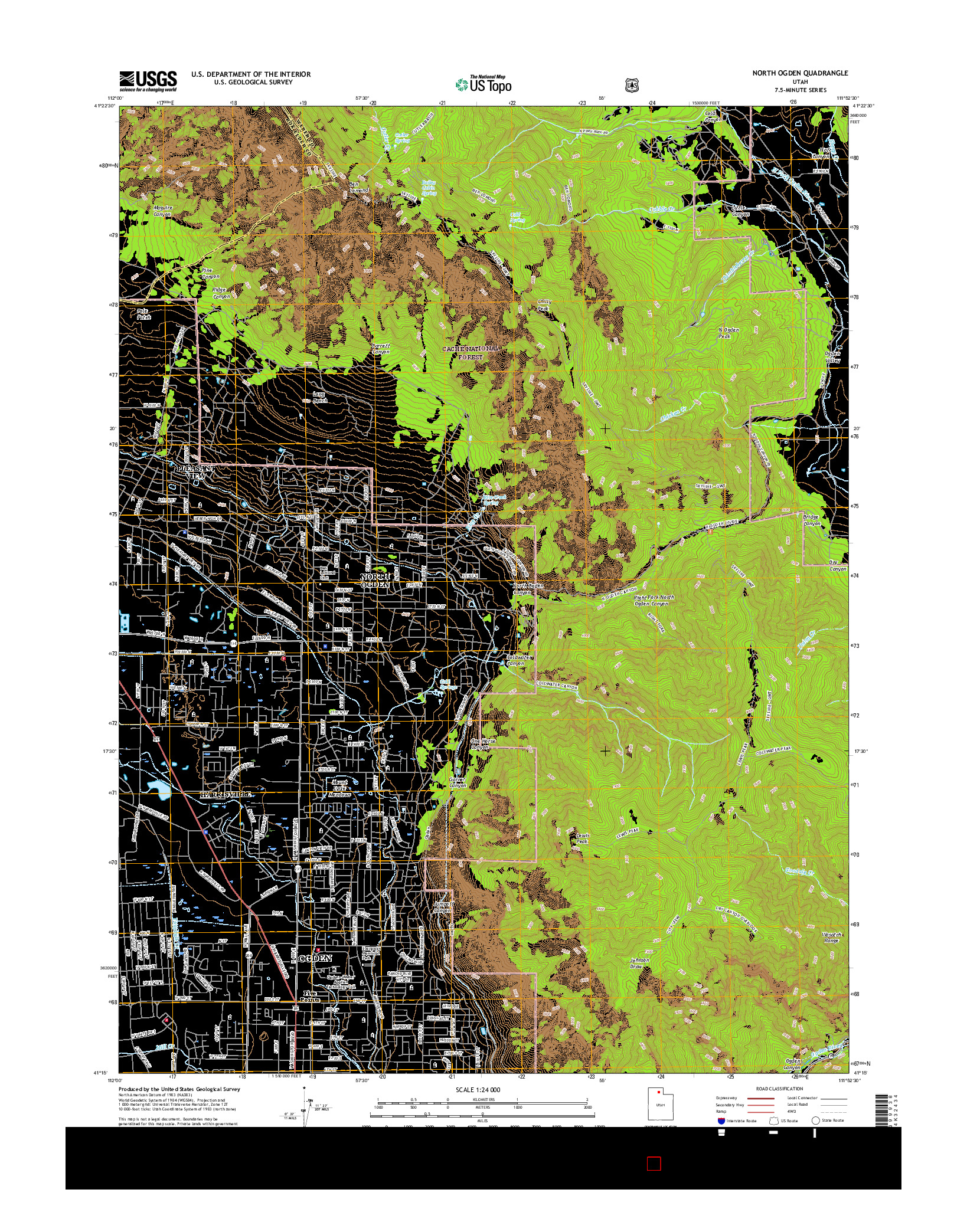 USGS US TOPO 7.5-MINUTE MAP FOR NORTH OGDEN, UT 2017