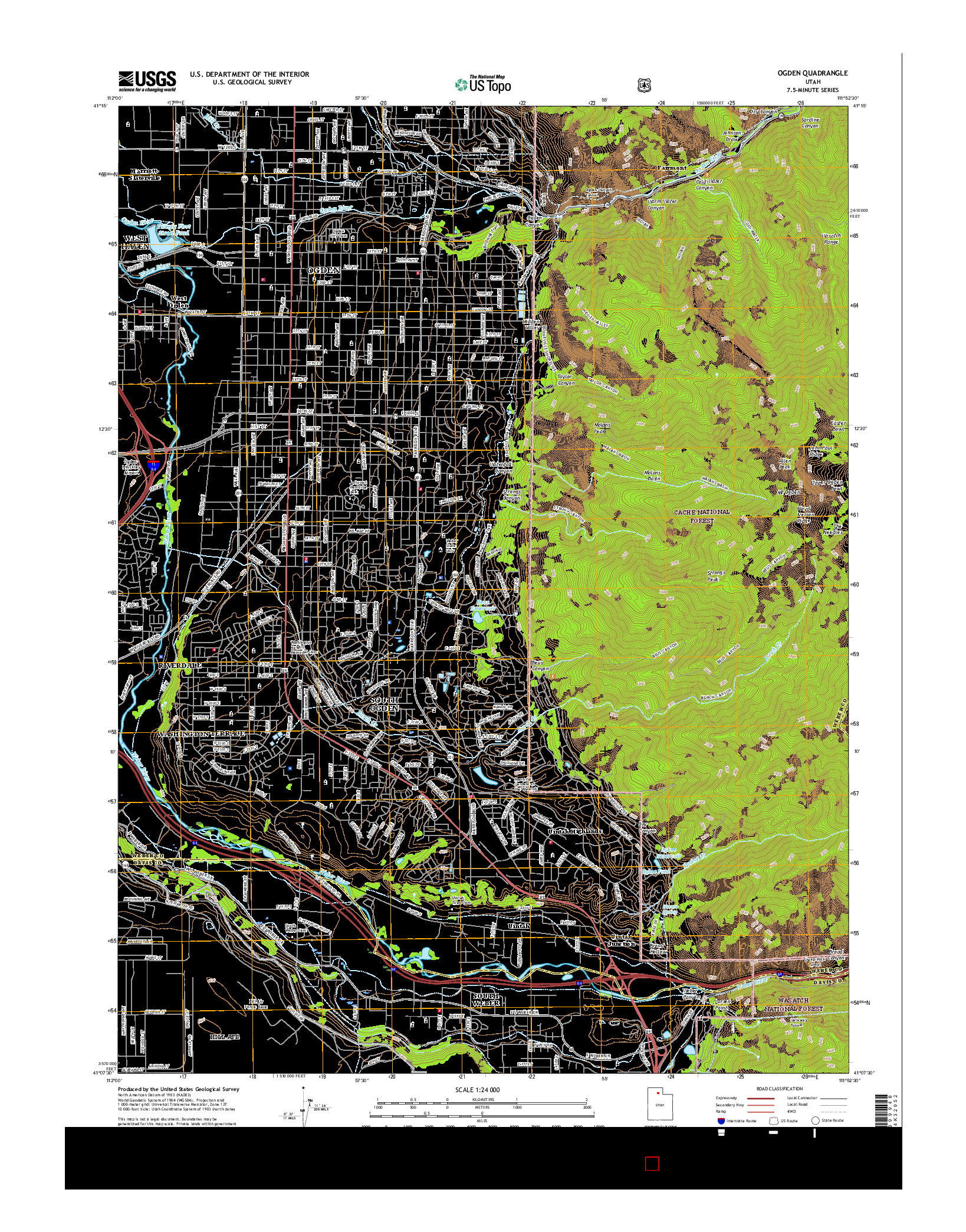 USGS US TOPO 7.5-MINUTE MAP FOR OGDEN, UT 2017