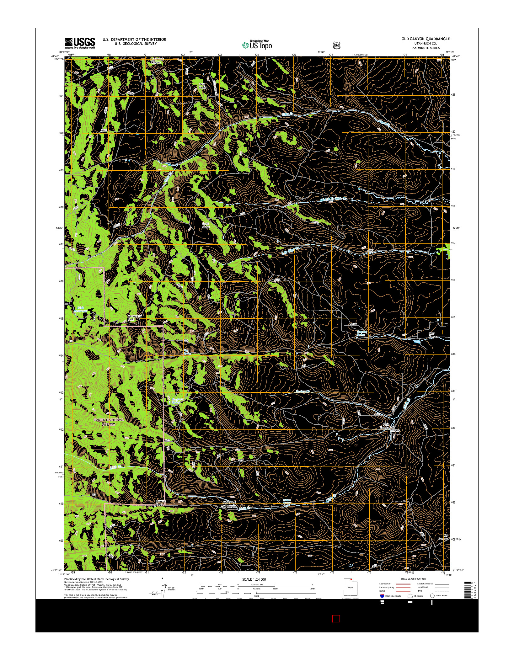 USGS US TOPO 7.5-MINUTE MAP FOR OLD CANYON, UT 2017