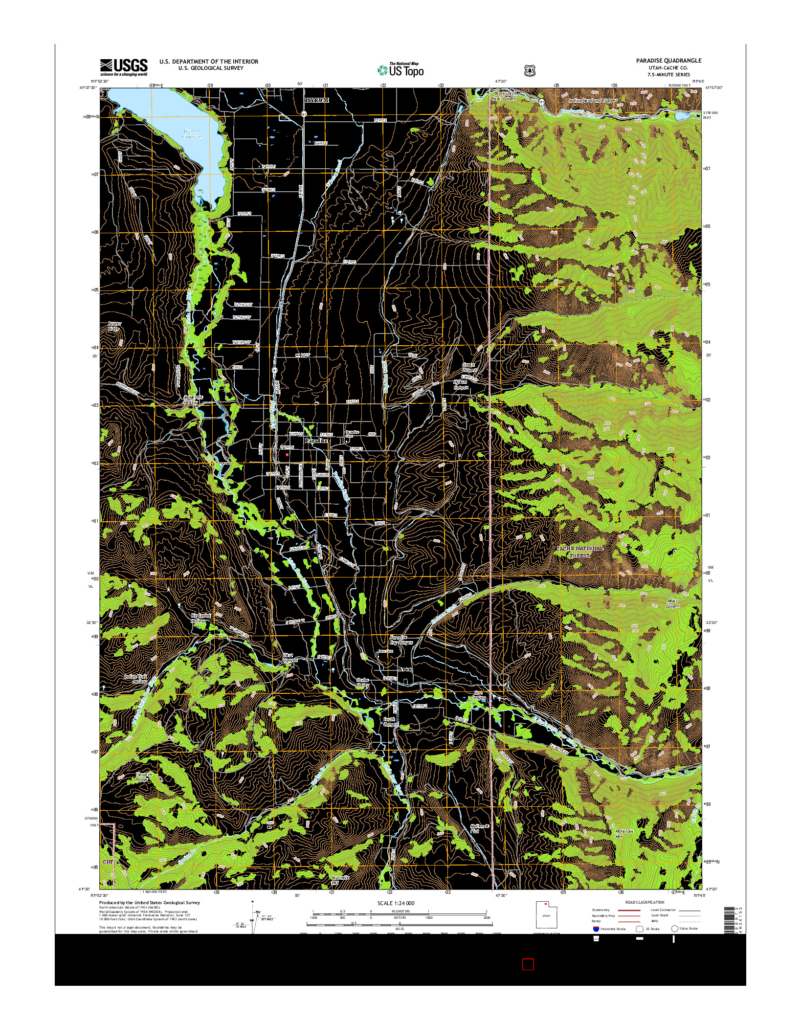 USGS US TOPO 7.5-MINUTE MAP FOR PARADISE, UT 2017