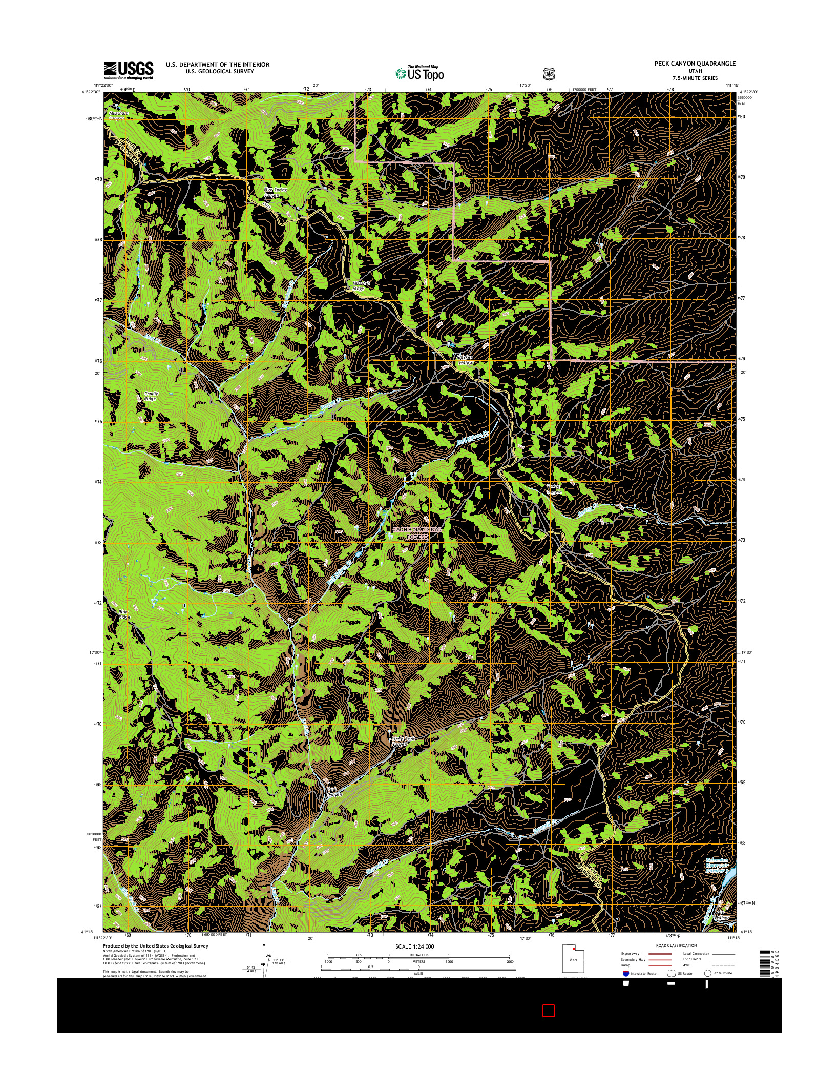 USGS US TOPO 7.5-MINUTE MAP FOR PECK CANYON, UT 2017