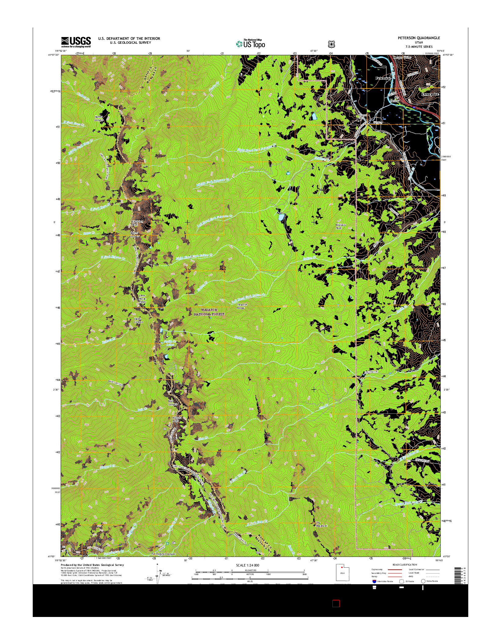 USGS US TOPO 7.5-MINUTE MAP FOR PETERSON, UT 2017