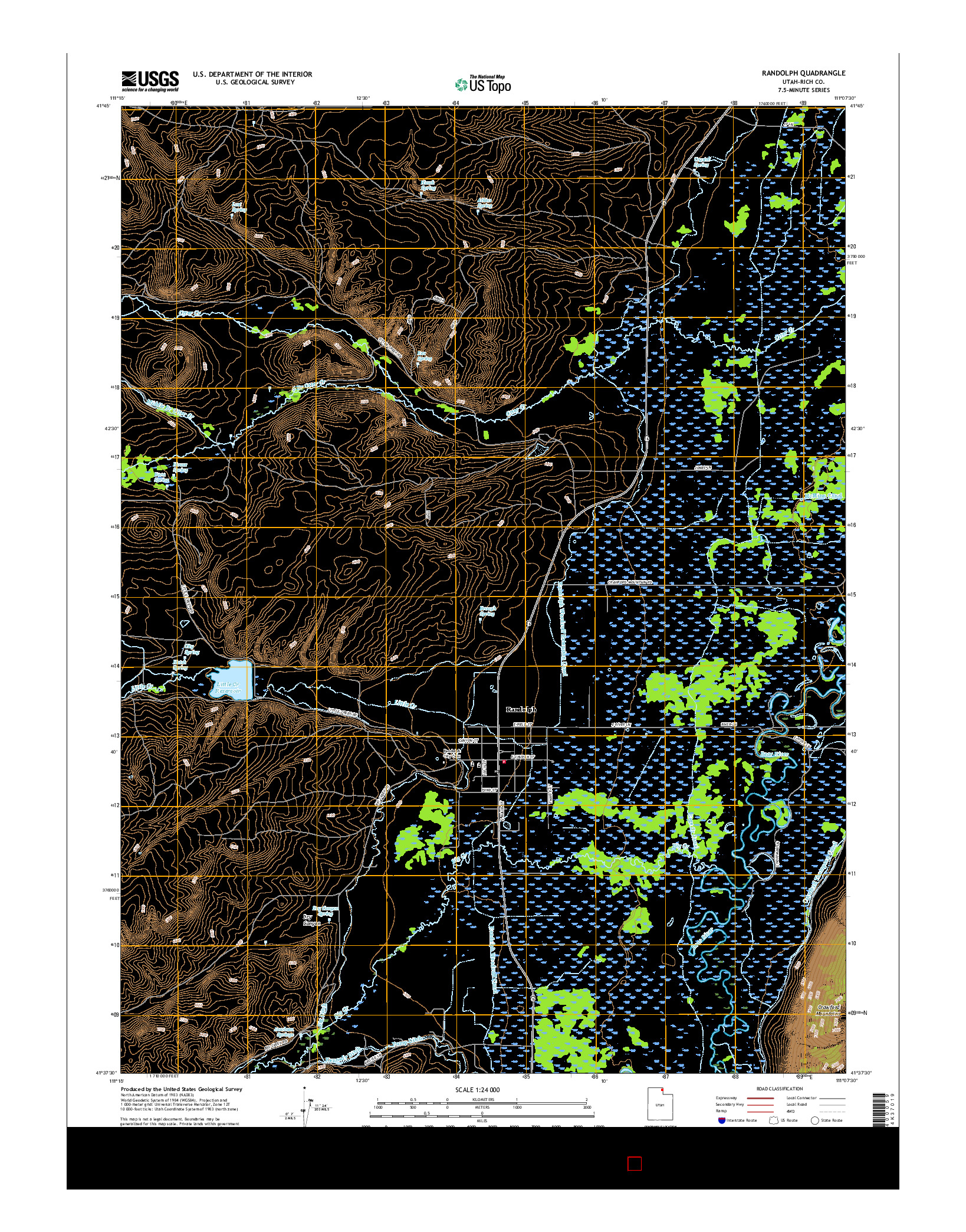 USGS US TOPO 7.5-MINUTE MAP FOR RANDOLPH, UT 2017