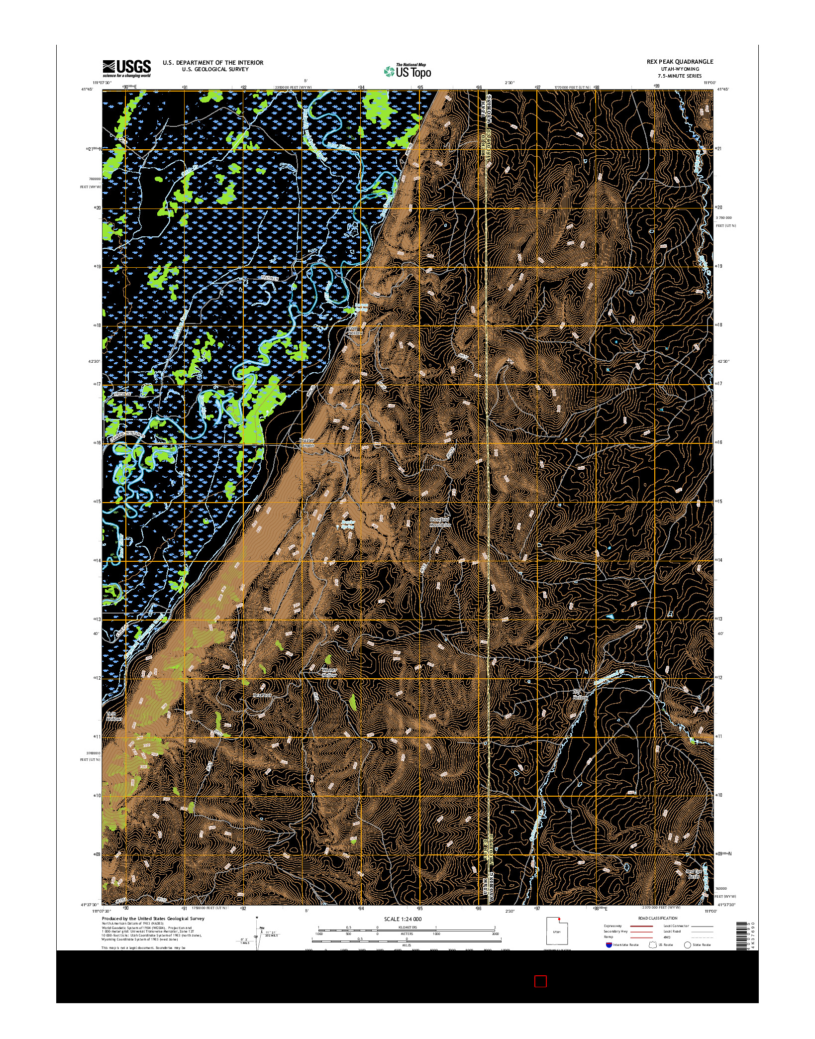 USGS US TOPO 7.5-MINUTE MAP FOR REX PEAK, UT-WY 2017