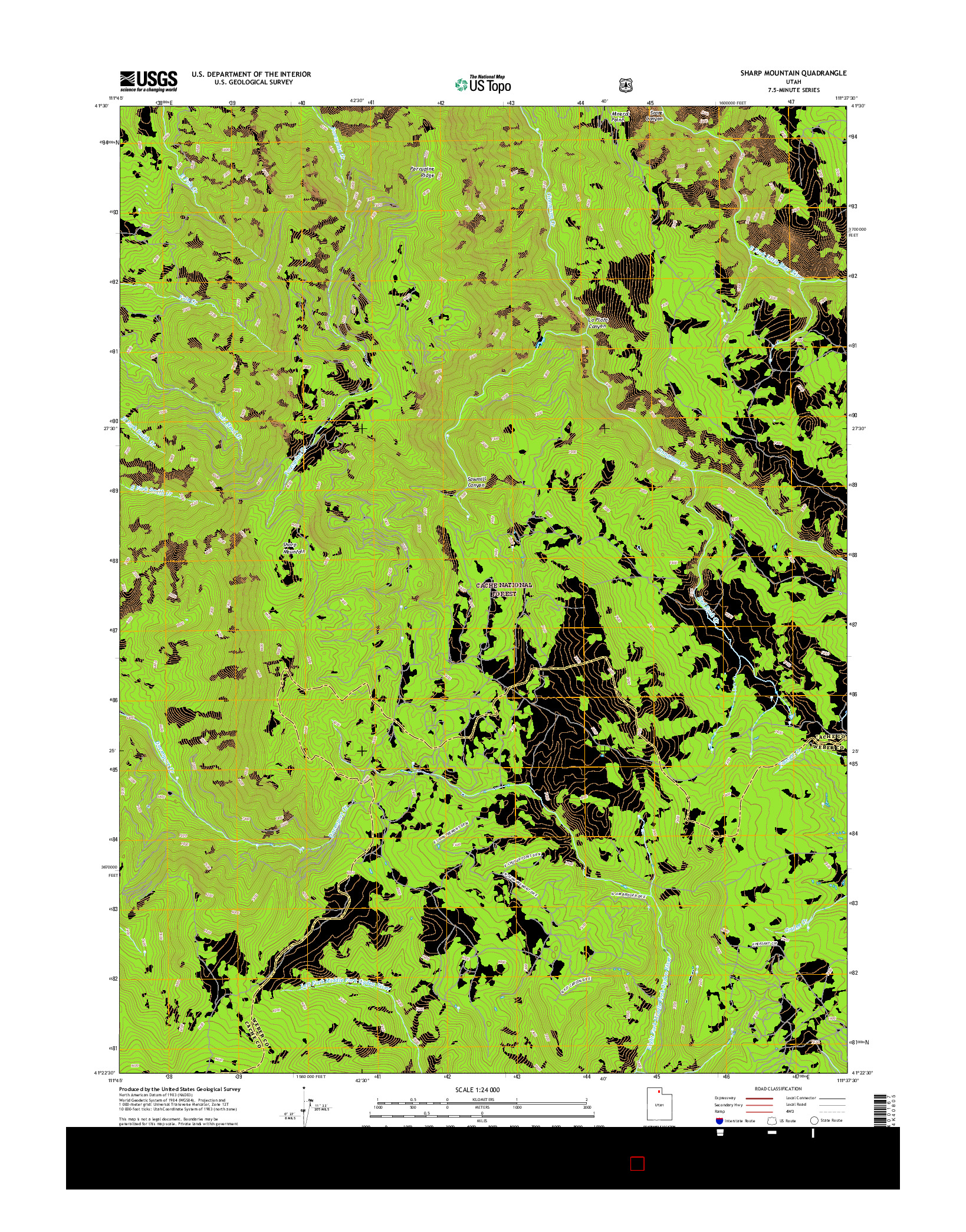 USGS US TOPO 7.5-MINUTE MAP FOR SHARP MOUNTAIN, UT 2017