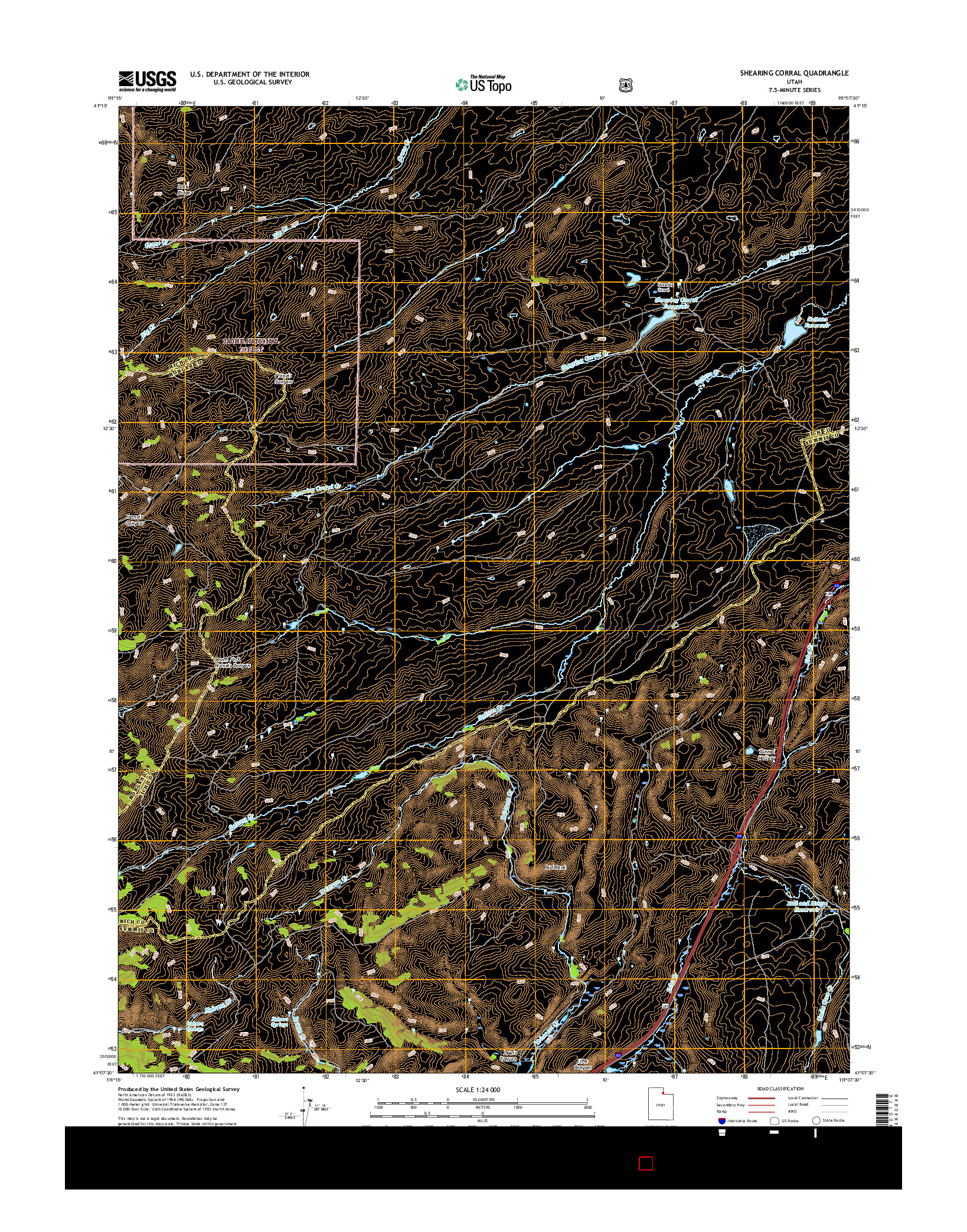 USGS US TOPO 7.5-MINUTE MAP FOR SHEARING CORRAL, UT 2017