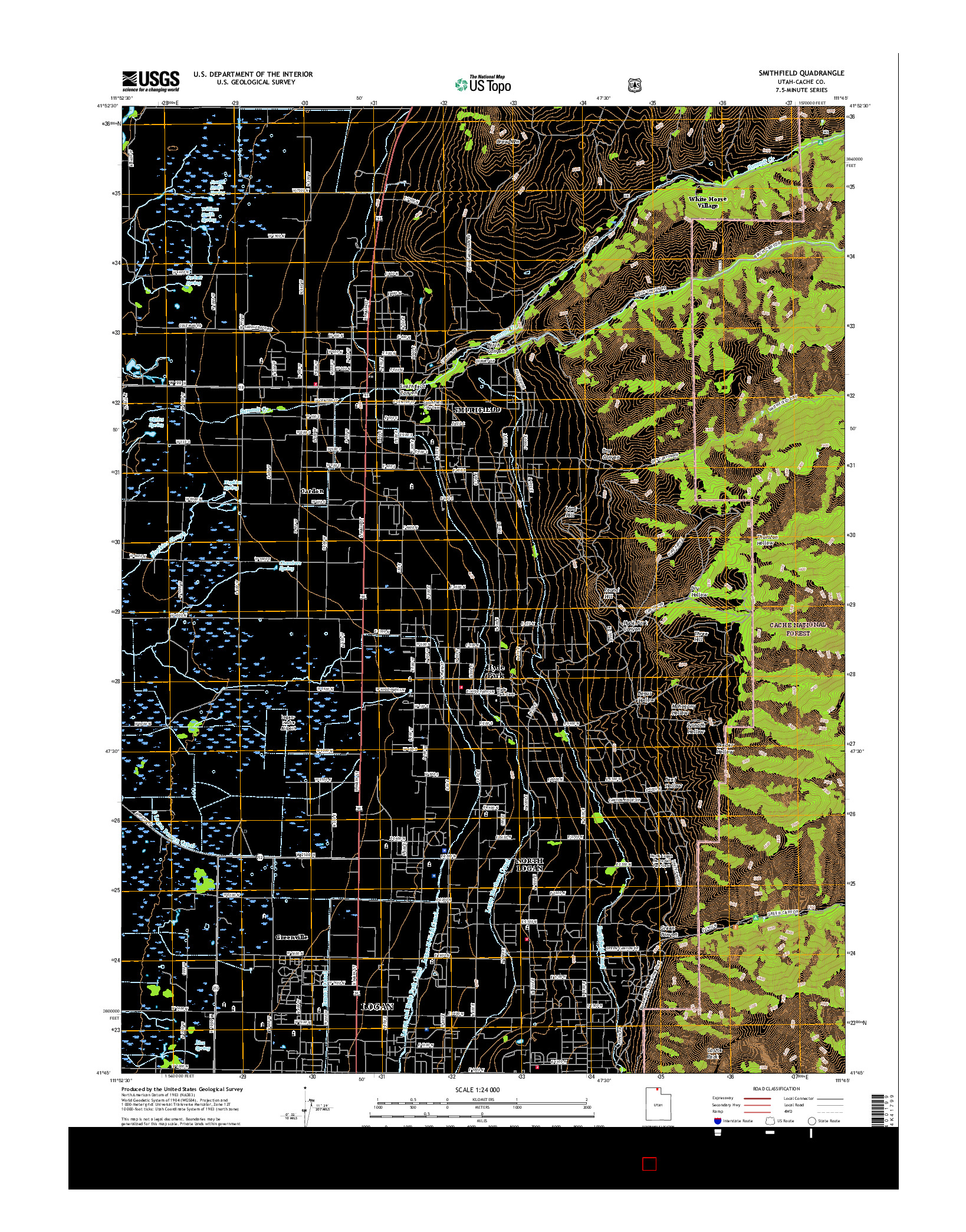 USGS US TOPO 7.5-MINUTE MAP FOR SMITHFIELD, UT 2017
