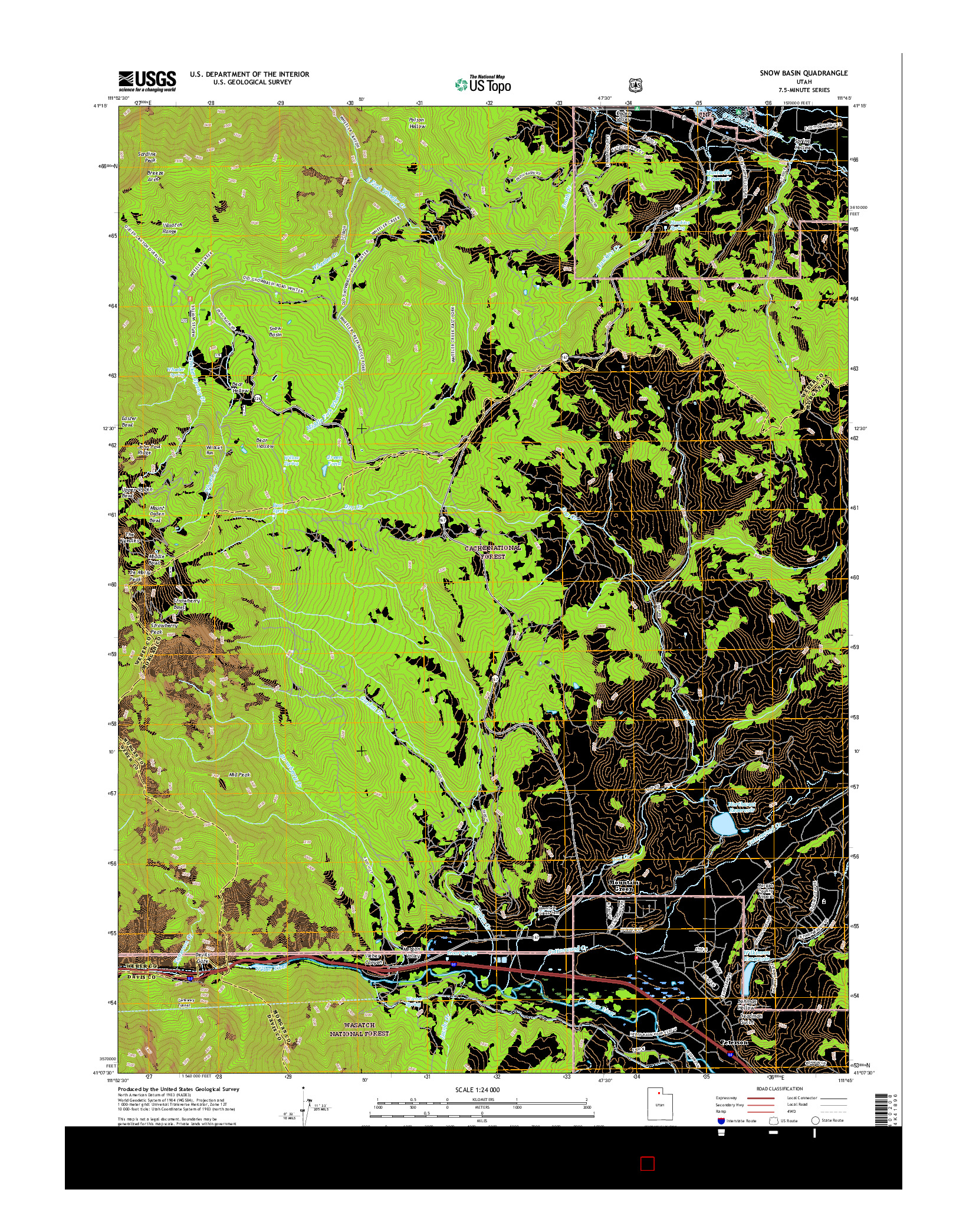 USGS US TOPO 7.5-MINUTE MAP FOR SNOW BASIN, UT 2017