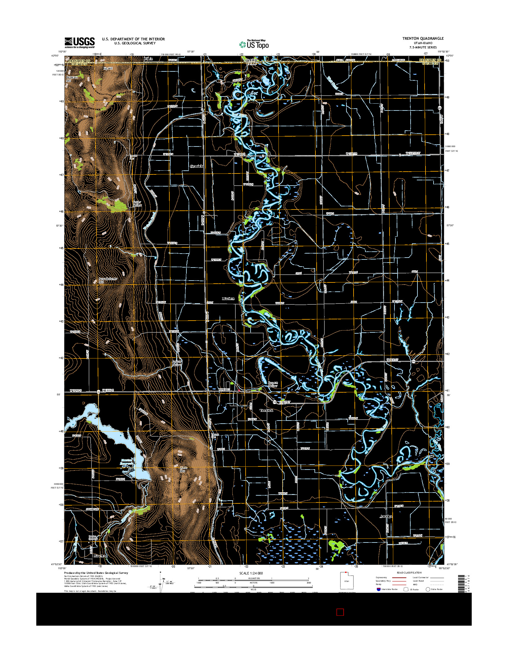 USGS US TOPO 7.5-MINUTE MAP FOR TRENTON, UT-ID 2017