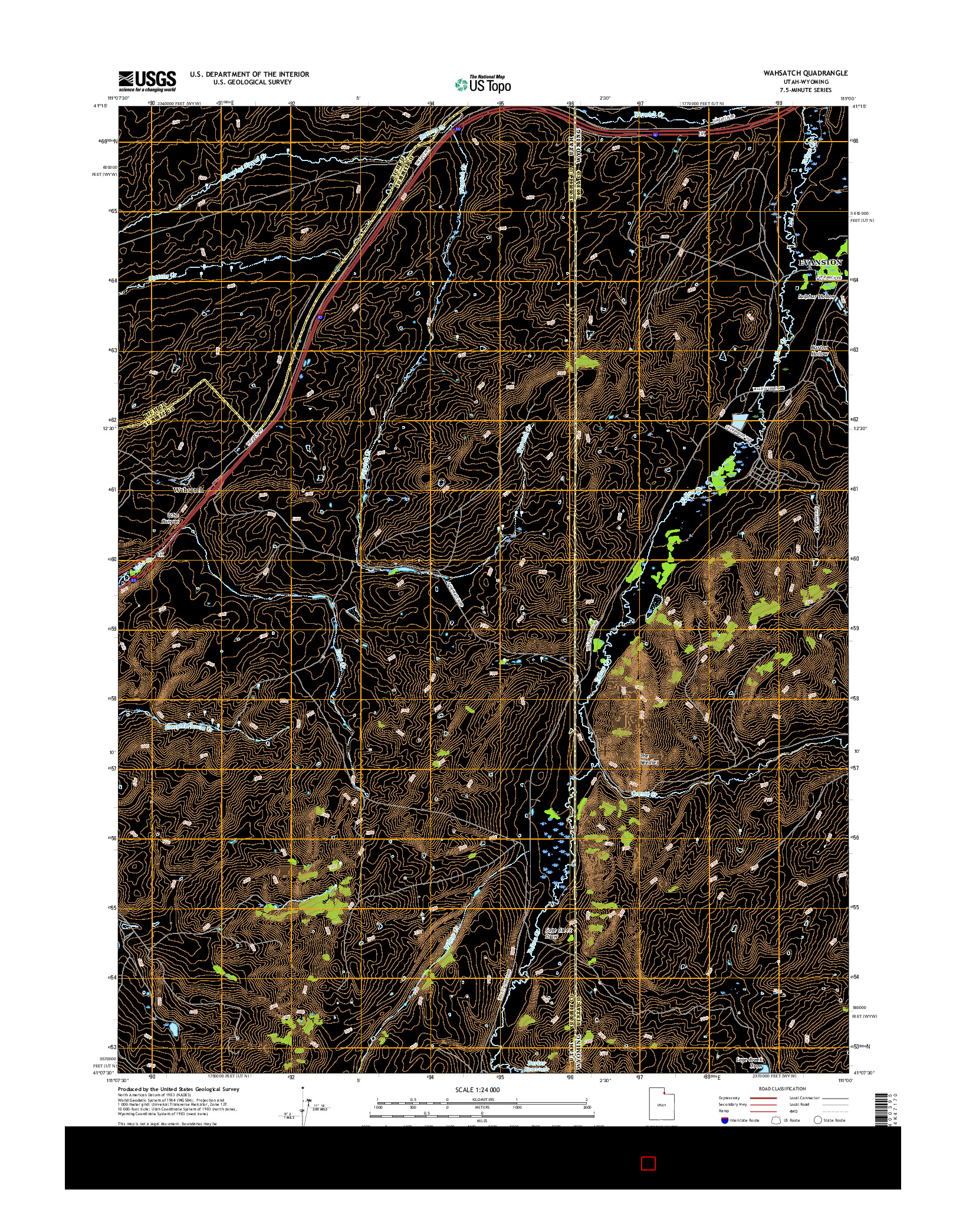 USGS US TOPO 7.5-MINUTE MAP FOR WAHSATCH, UT-WY 2017
