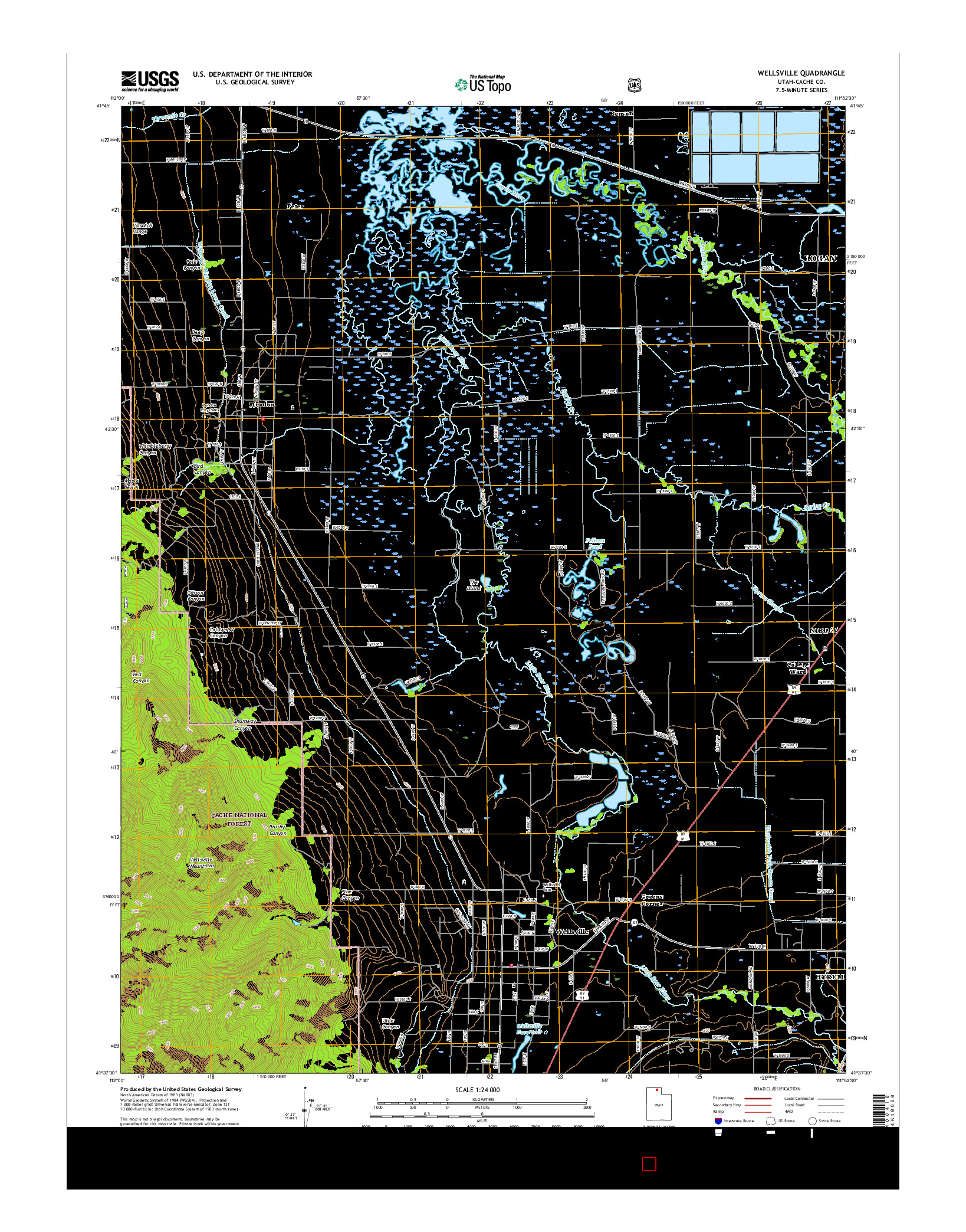 USGS US TOPO 7.5-MINUTE MAP FOR WELLSVILLE, UT 2017