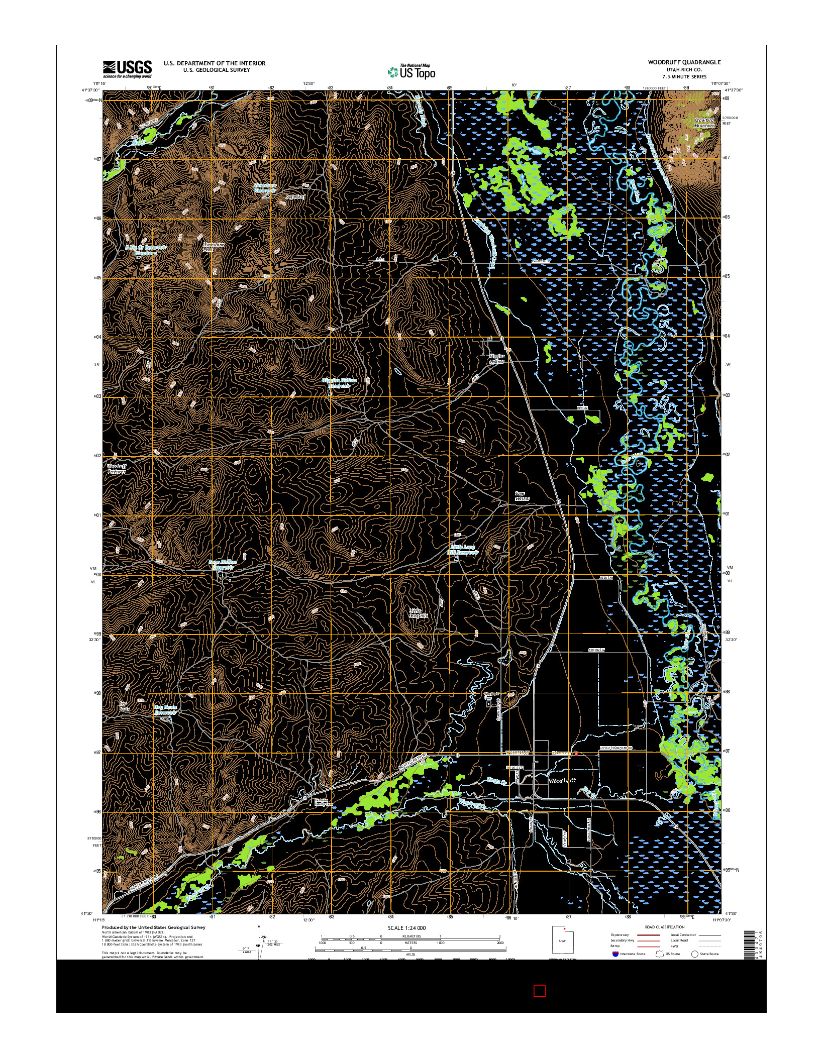 USGS US TOPO 7.5-MINUTE MAP FOR WOODRUFF, UT 2017