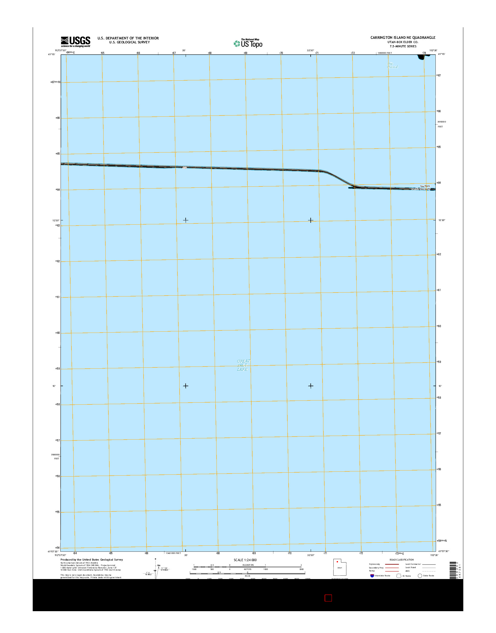 USGS US TOPO 7.5-MINUTE MAP FOR CARRINGTON ISLAND NE, UT 2017