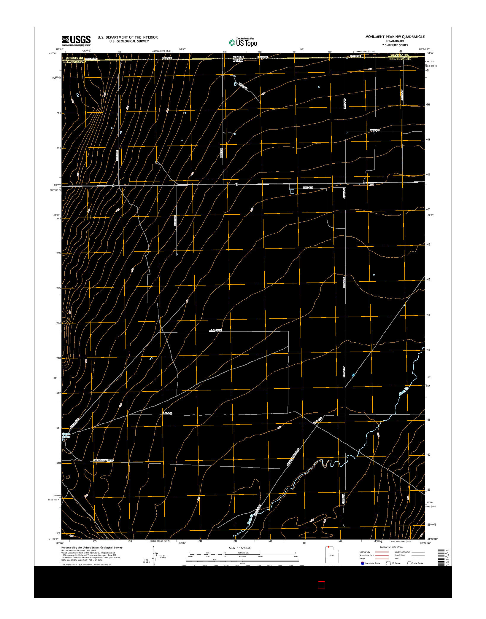 USGS US TOPO 7.5-MINUTE MAP FOR MONUMENT PEAK NW, UT-ID 2017