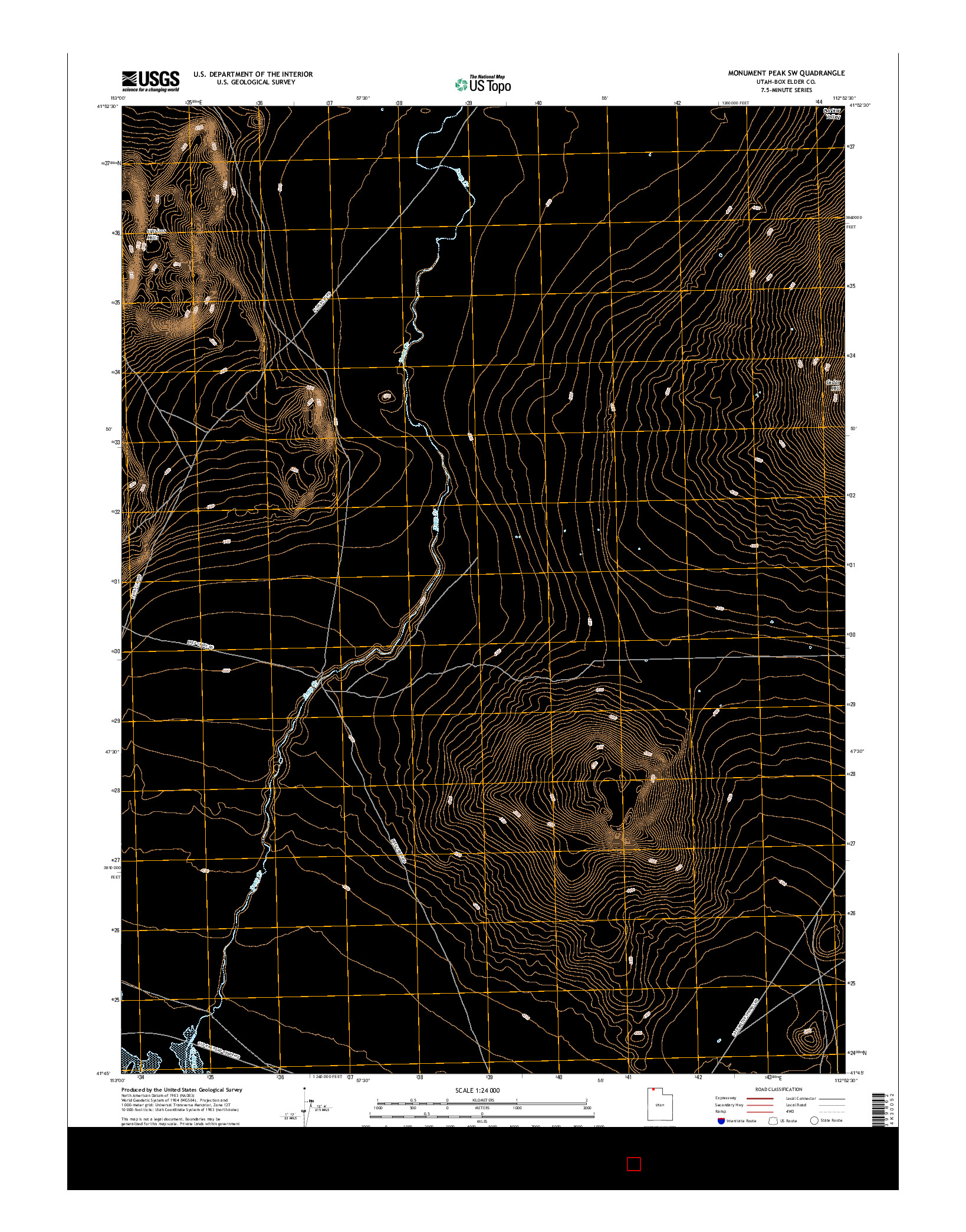 USGS US TOPO 7.5-MINUTE MAP FOR MONUMENT PEAK SW, UT 2017