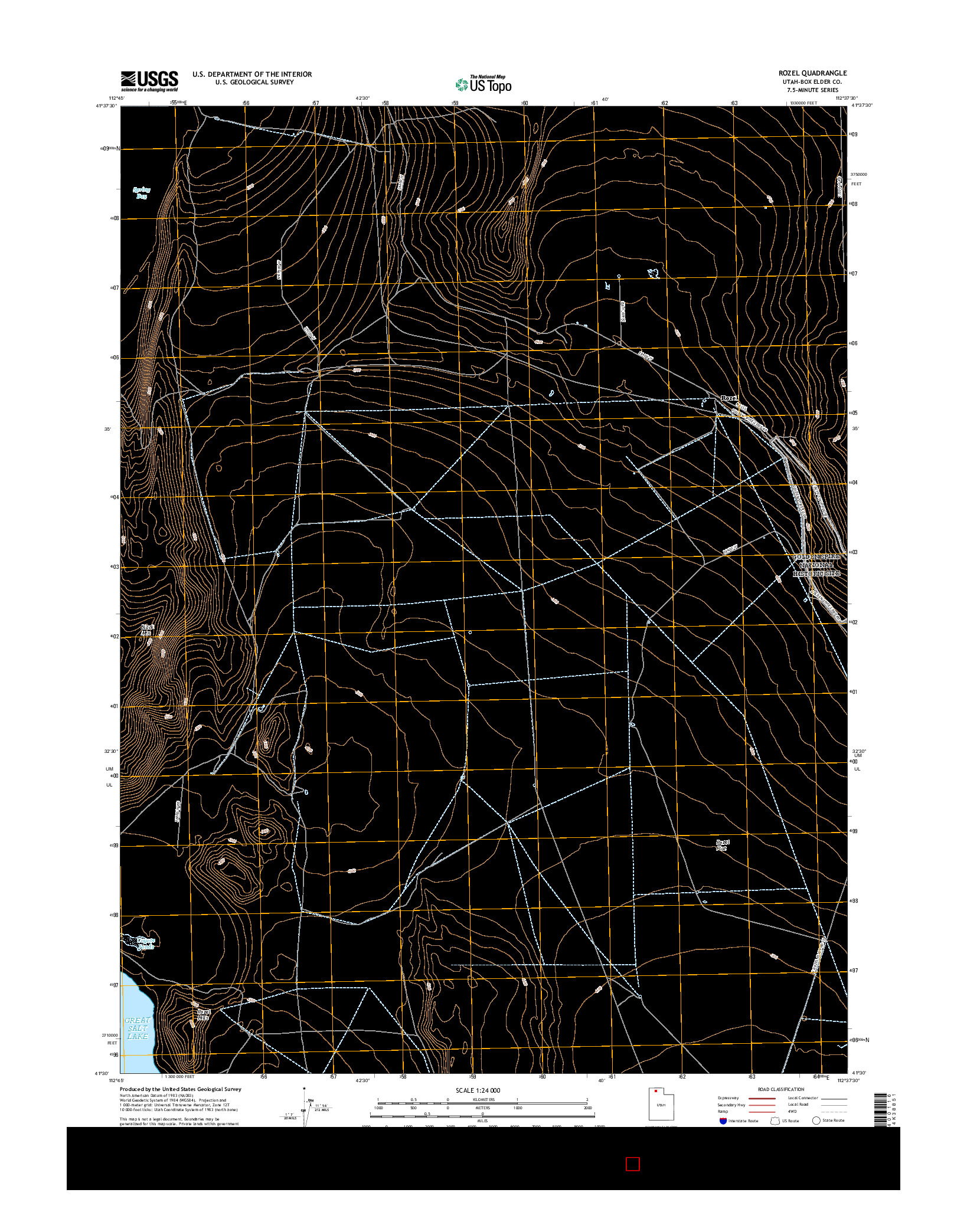 USGS US TOPO 7.5-MINUTE MAP FOR ROZEL, UT 2017