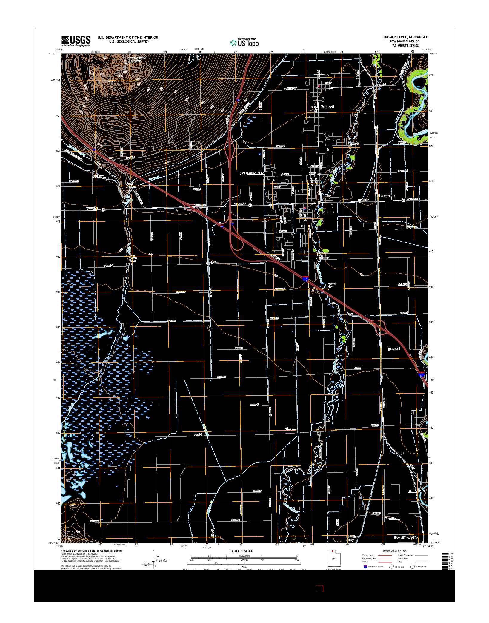 USGS US TOPO 7.5-MINUTE MAP FOR TREMONTON, UT 2017
