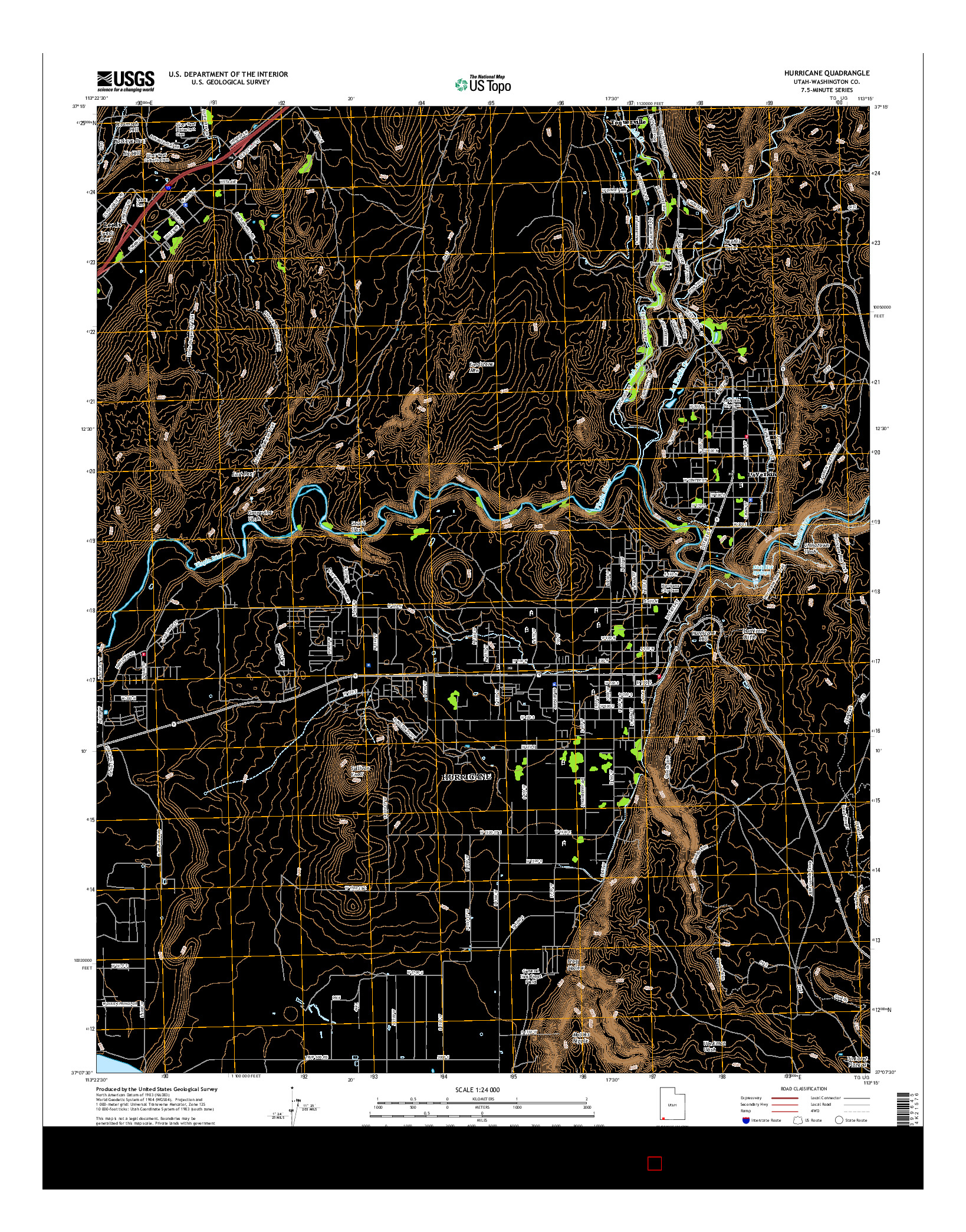USGS US TOPO 7.5-MINUTE MAP FOR HURRICANE, UT 2017