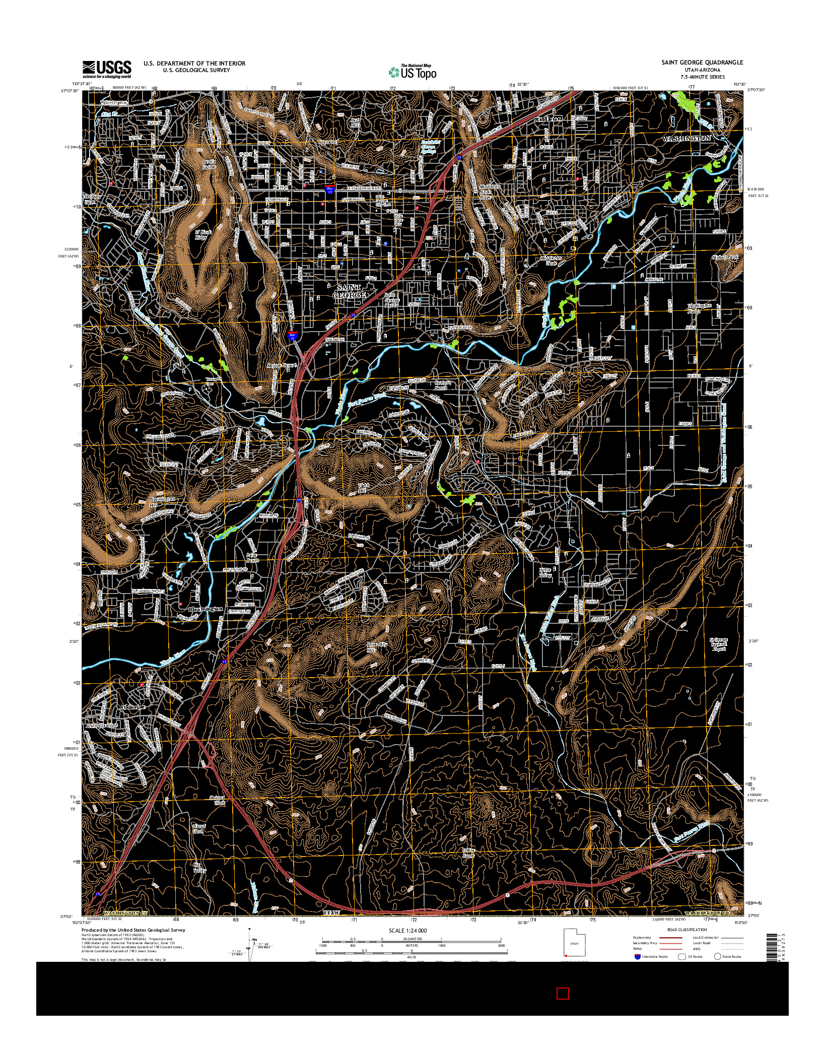 USGS US TOPO 7.5-MINUTE MAP FOR SAINT GEORGE, UT-AZ 2017
