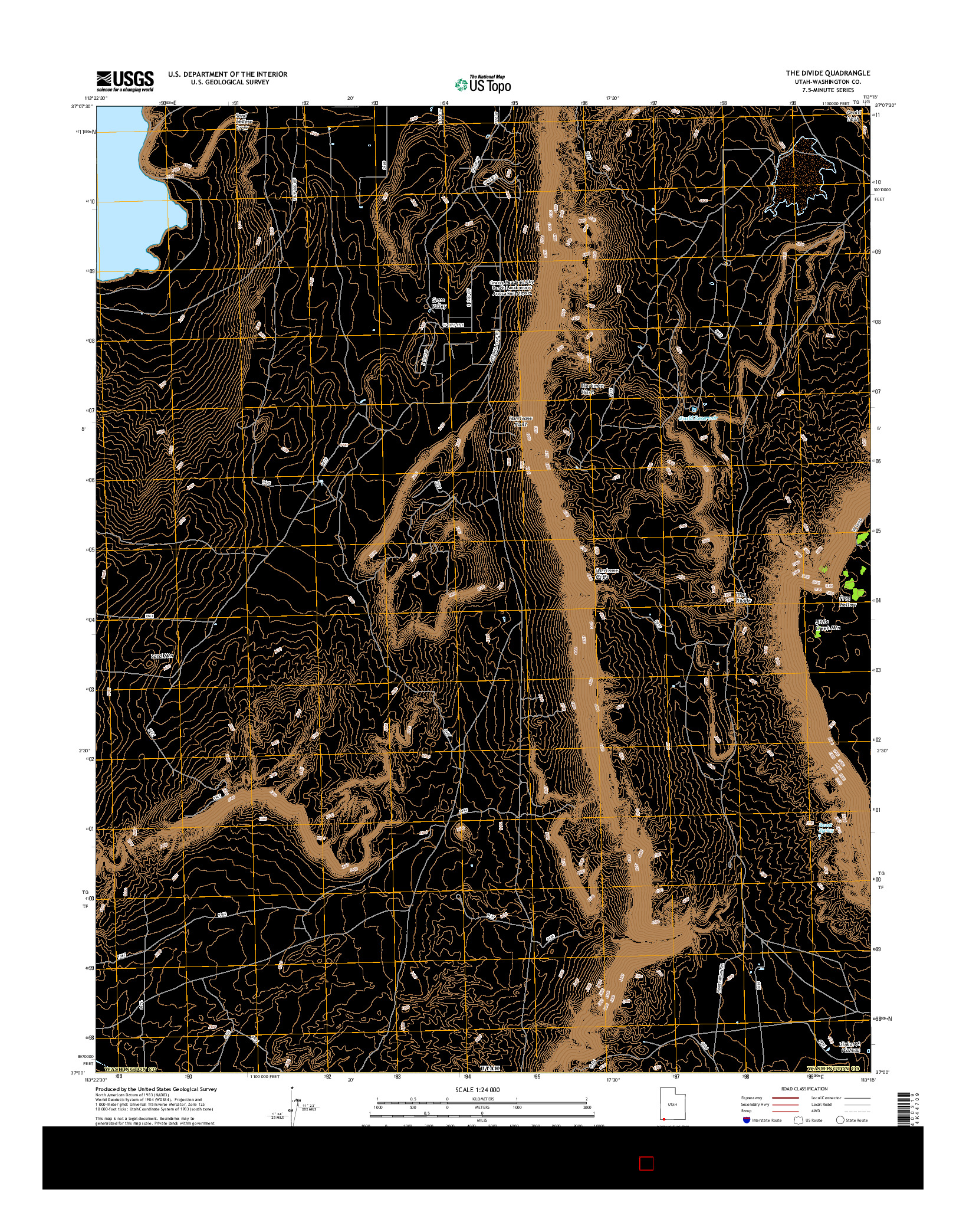 USGS US TOPO 7.5-MINUTE MAP FOR THE DIVIDE, UT 2017