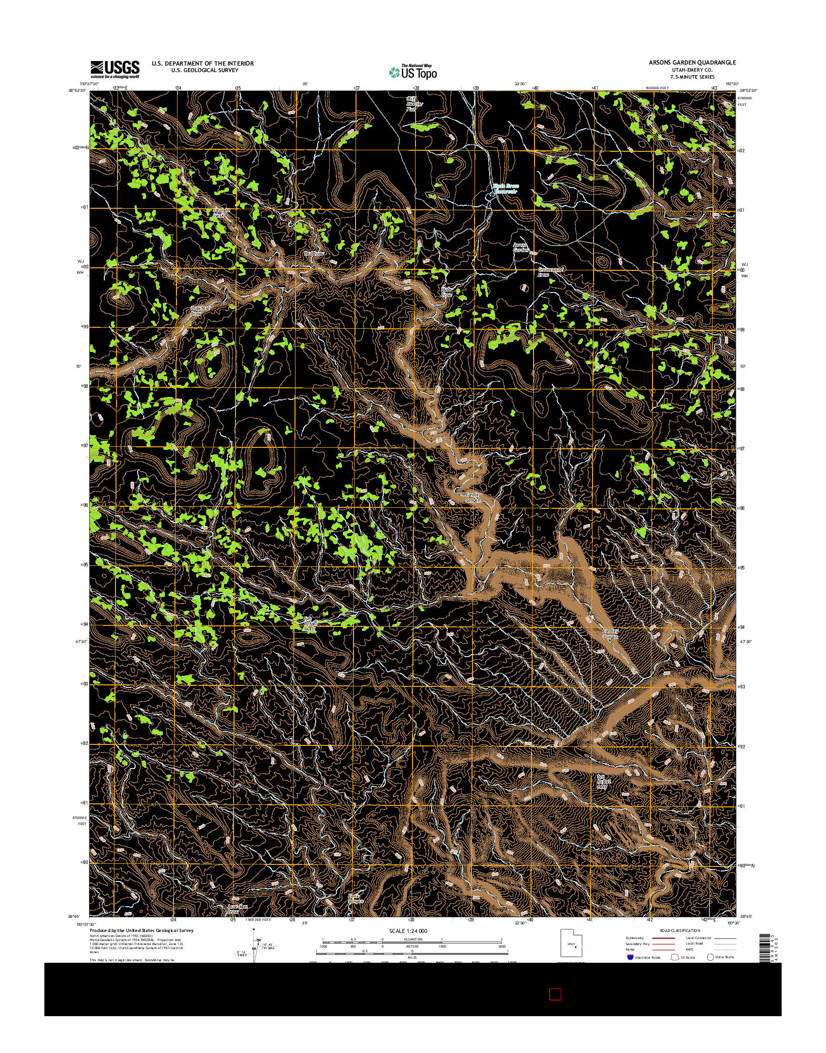 USGS US TOPO 7.5-MINUTE MAP FOR ARSONS GARDEN, UT 2017