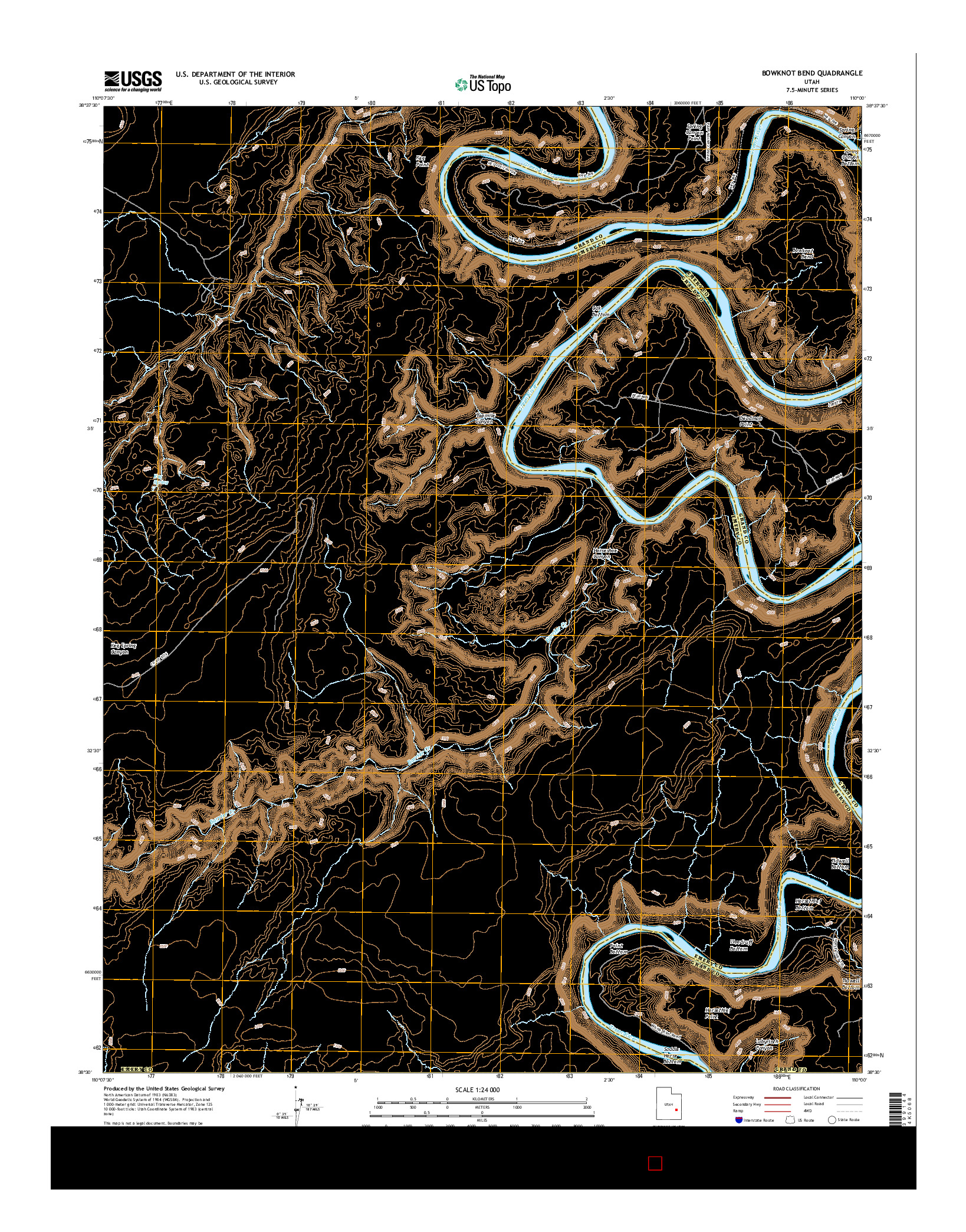 USGS US TOPO 7.5-MINUTE MAP FOR BOWKNOT BEND, UT 2017
