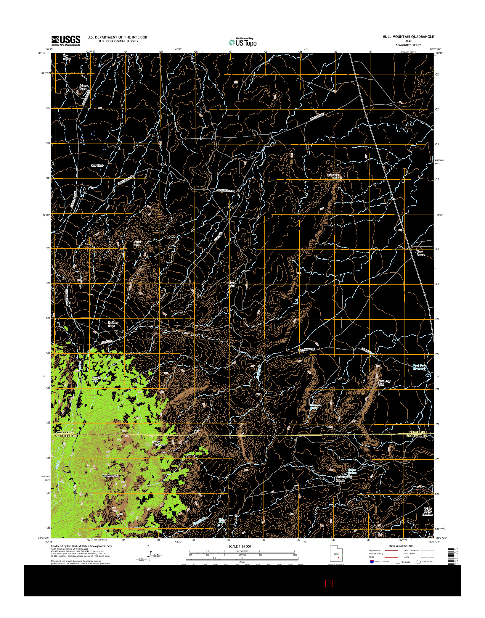 USGS US TOPO 7.5-MINUTE MAP FOR BULL MOUNTAIN, UT 2017